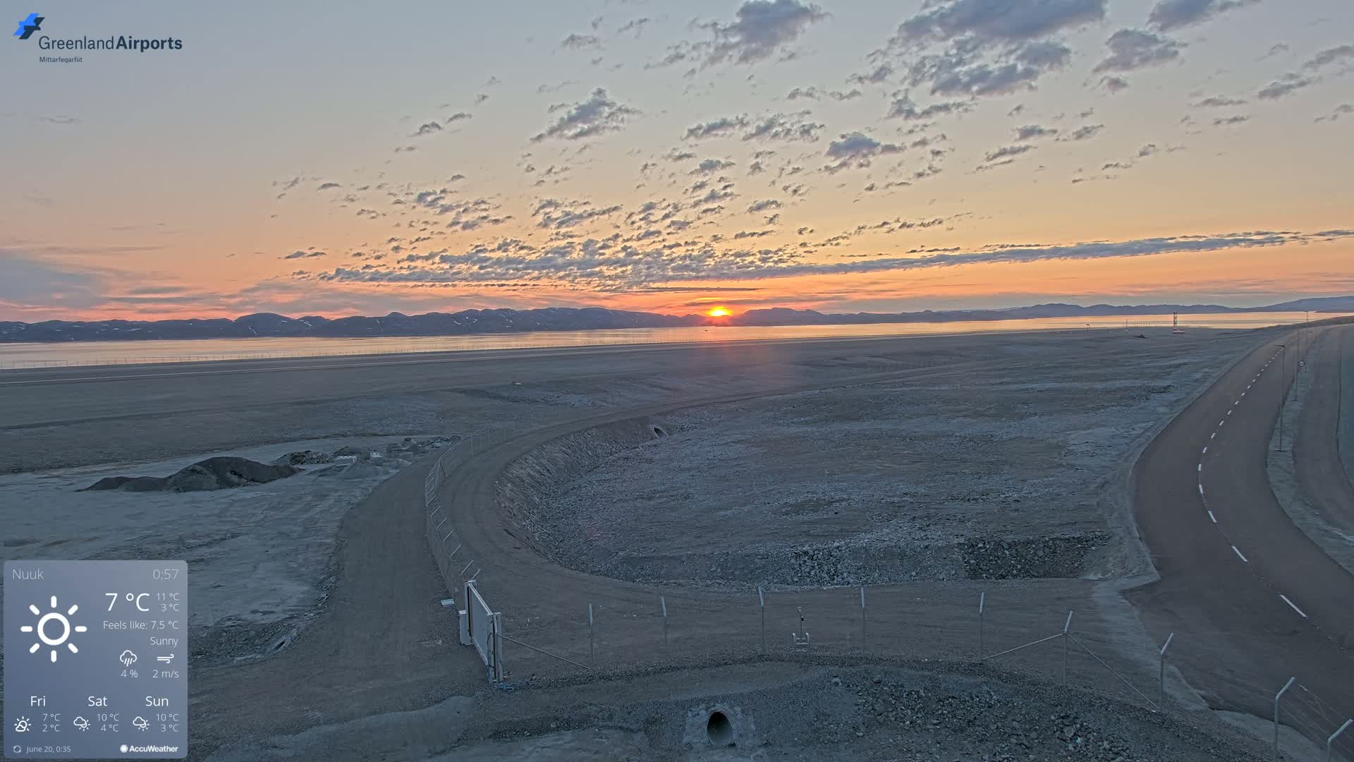 Nuuk Airport North Towards View Live Cam GOH / BGGH - Nuuk, Sermersooq, Greenland, Denmark