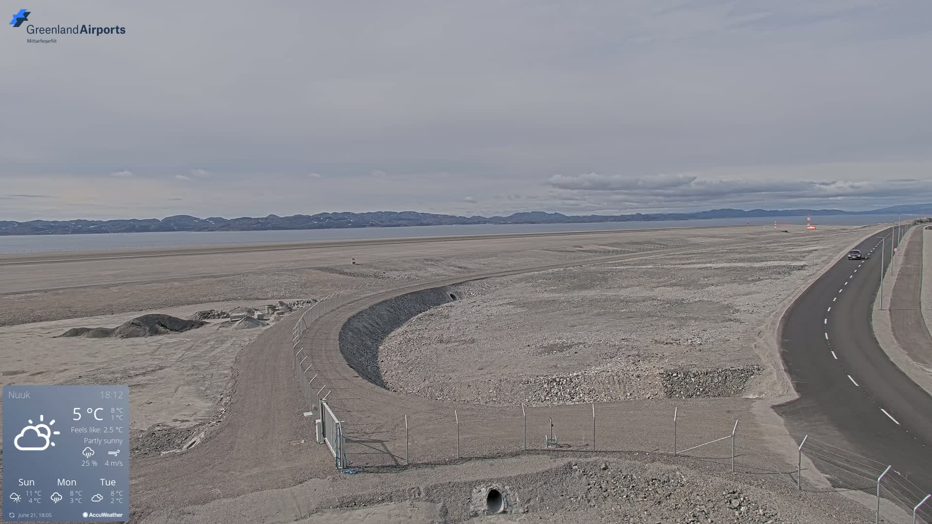Nuuk Airport North Towards View Live Cam GOH / BGGH - Nuuk, Sermersooq, Greenland, Denmark