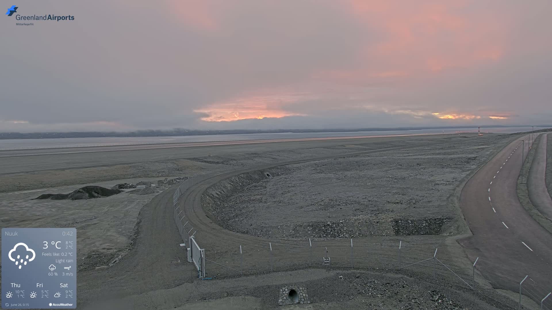 Nuuk Airport North Towards View Live Cam GOH / BGGH - Nuuk, Sermersooq, Greenland, Denmark