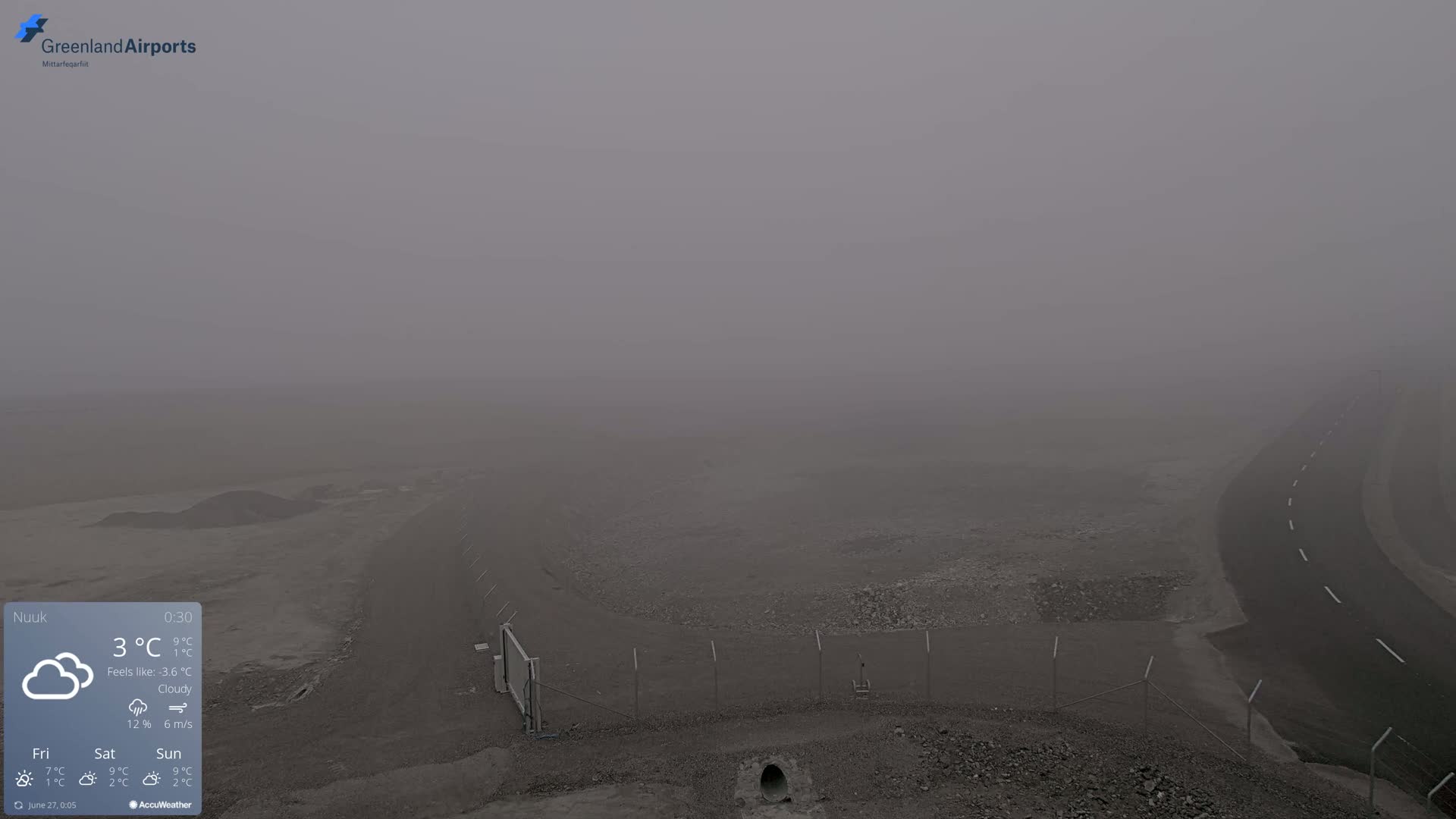 Nuuk Airport North Towards View Live Cam GOH / BGGH - Nuuk, Sermersooq, Greenland, Denmark