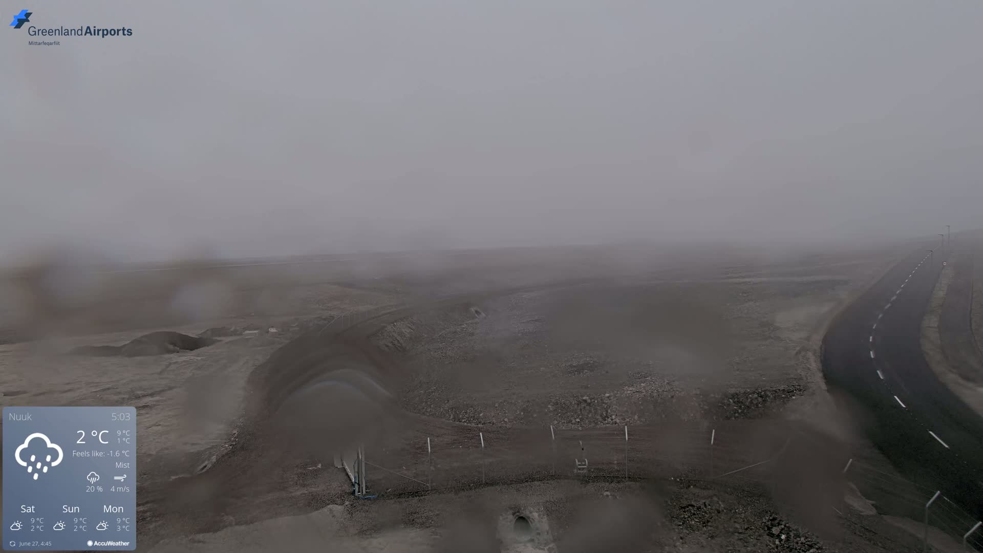 Nuuk Airport North Towards View Live Cam GOH / BGGH - Nuuk, Sermersooq, Greenland, Denmark