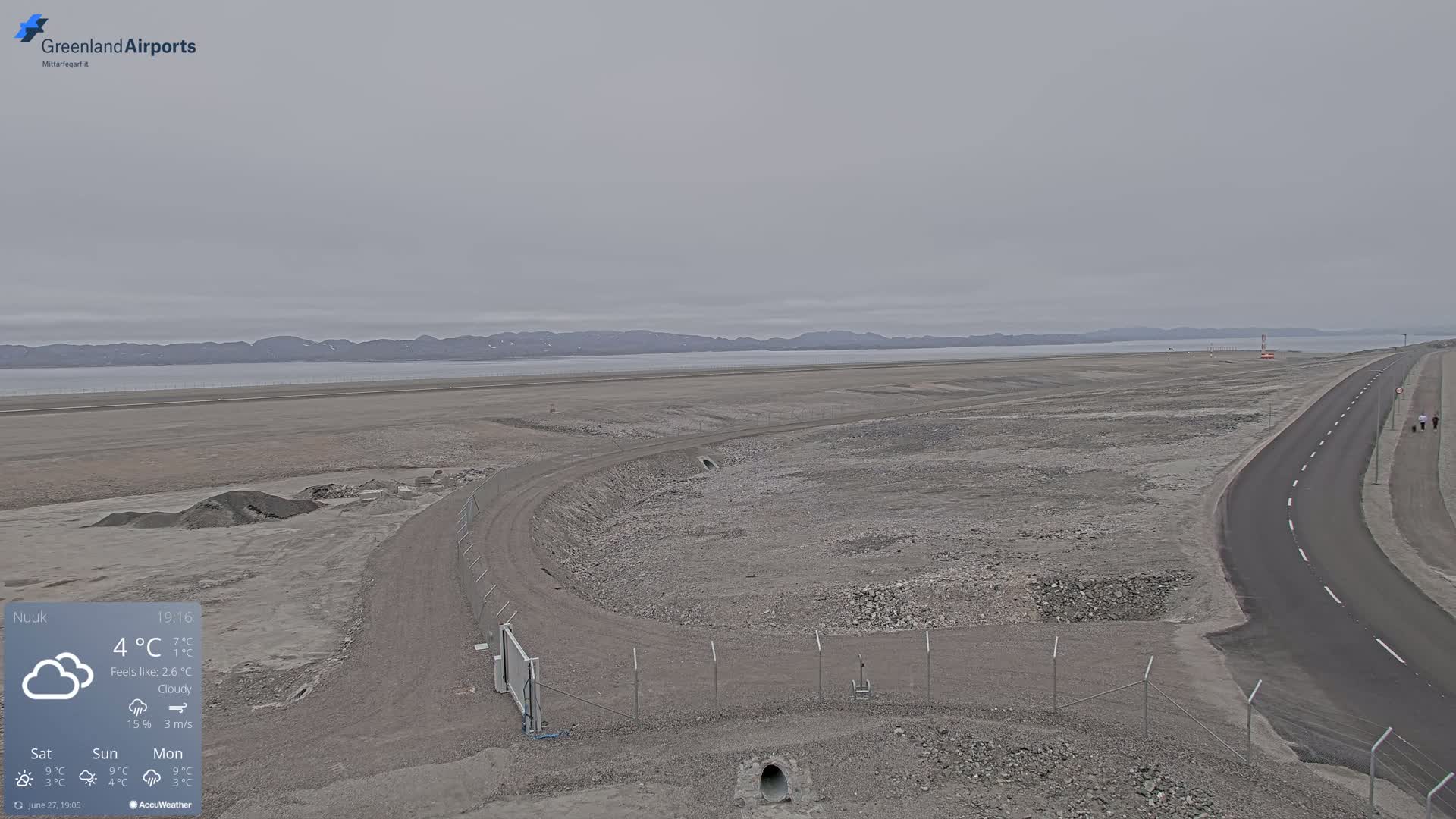 Nuuk Airport North Towards View Live Cam GOH / BGGH - Nuuk, Sermersooq, Greenland, Denmark