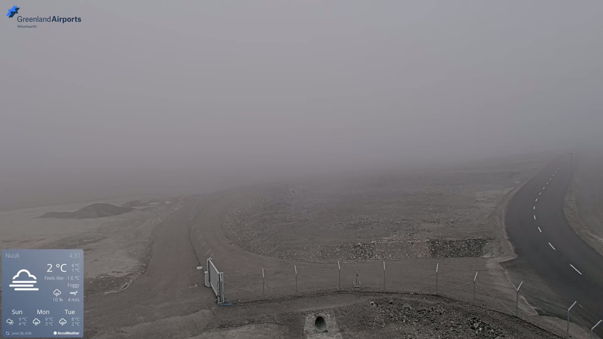 Nuuk Airport North Towards View Live Cam GOH / BGGH - Nuuk, Sermersooq, Greenland, Denmark