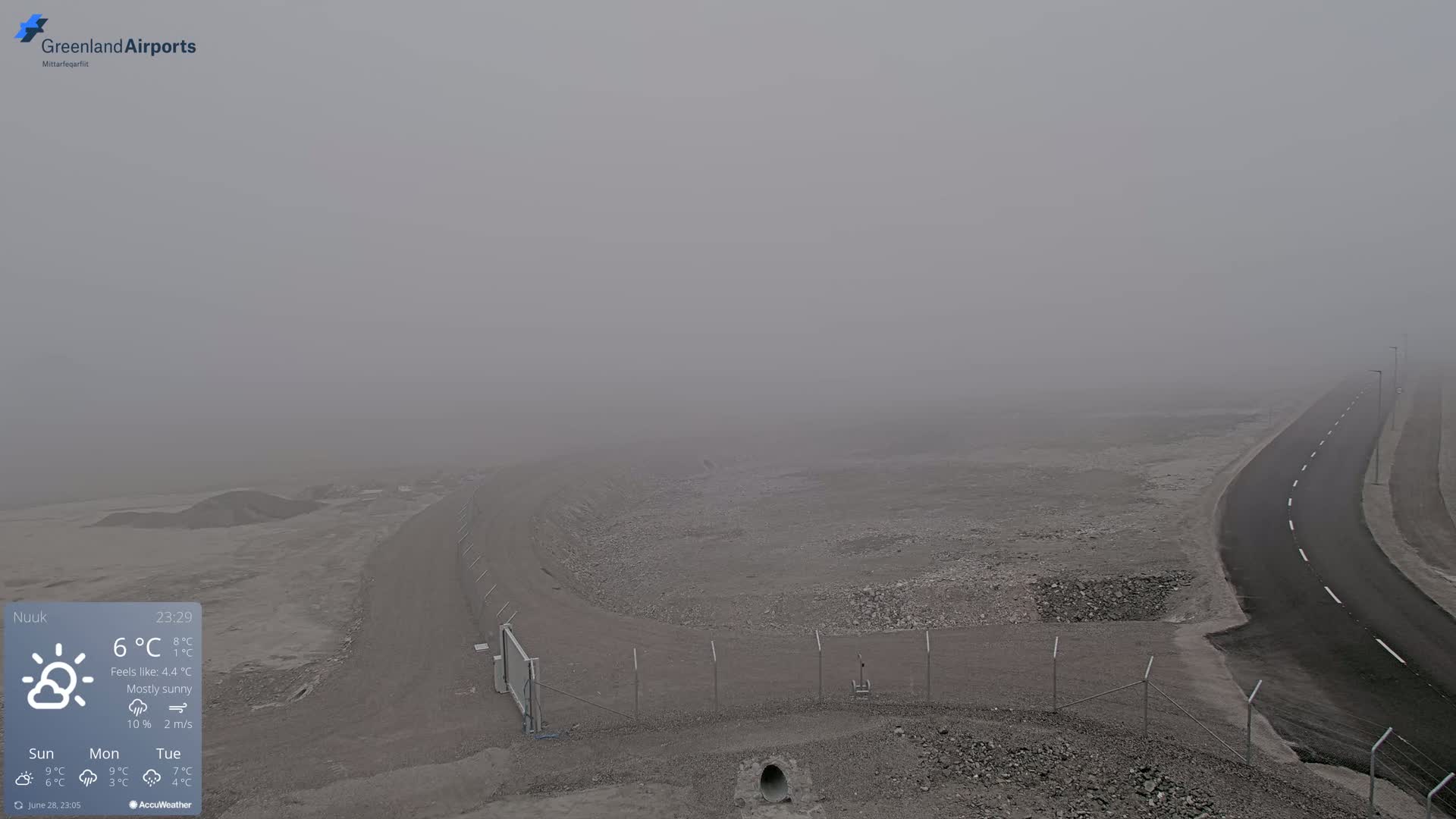 Nuuk Airport North Towards View Live Cam GOH / BGGH - Nuuk, Sermersooq, Greenland, Denmark