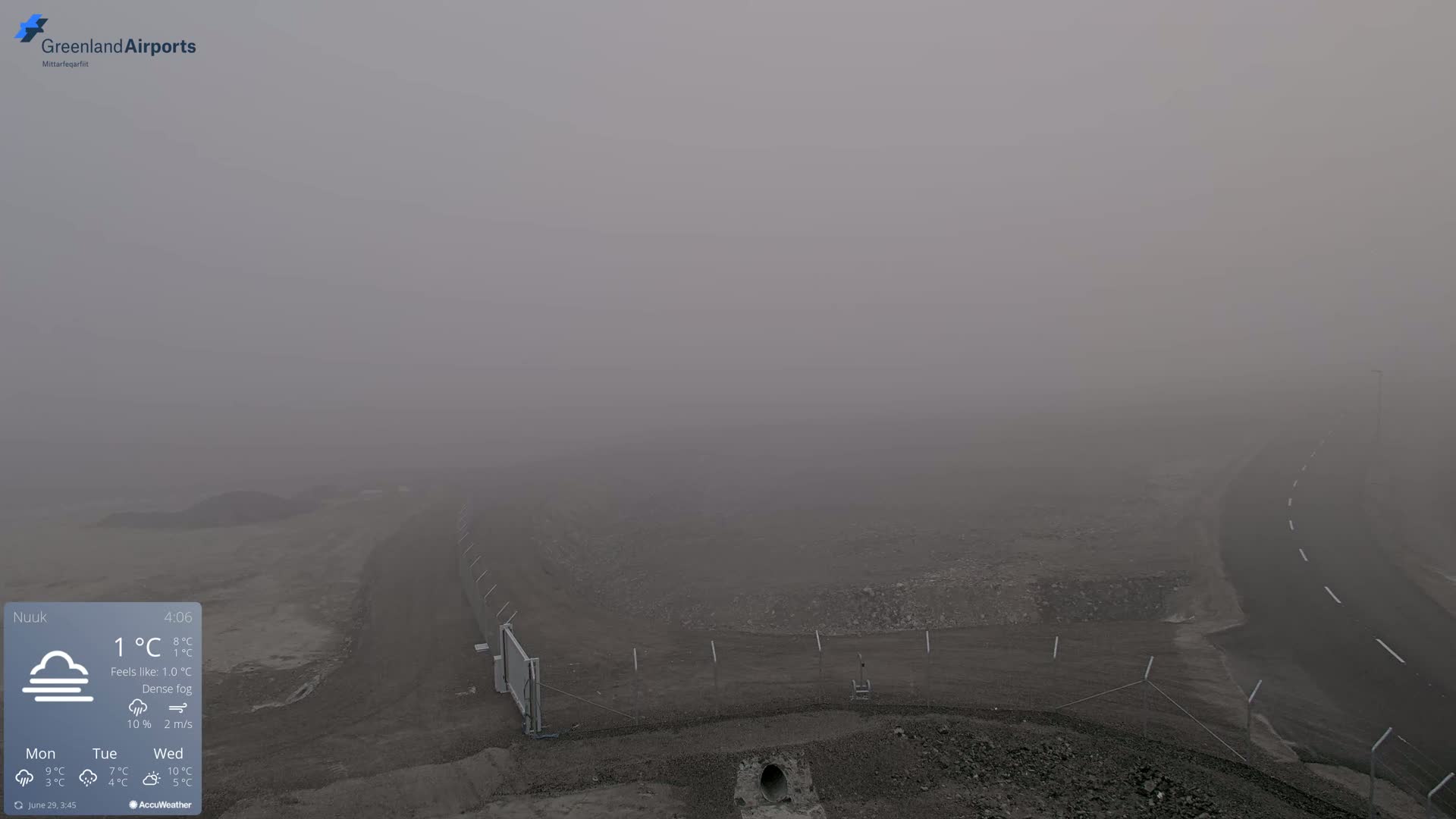 Nuuk Airport North Towards View Live Cam GOH / BGGH - Nuuk, Sermersooq, Greenland, Denmark