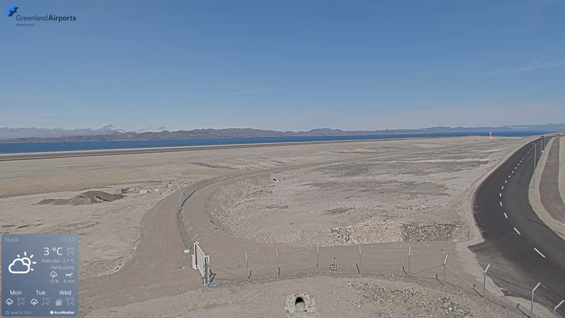 Nuuk Airport North Towards View Live Cam GOH / BGGH - Nuuk, Sermersooq, Greenland, Denmark