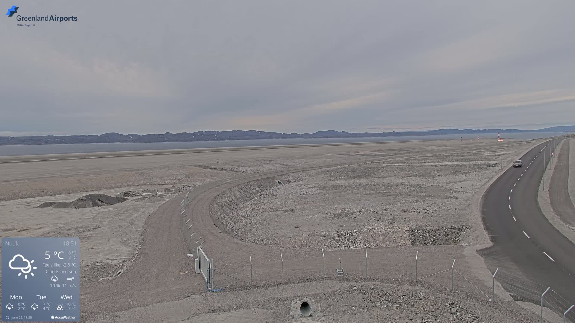 Nuuk Airport North Towards View Live Cam GOH / BGGH - Nuuk, Sermersooq, Greenland, Denmark