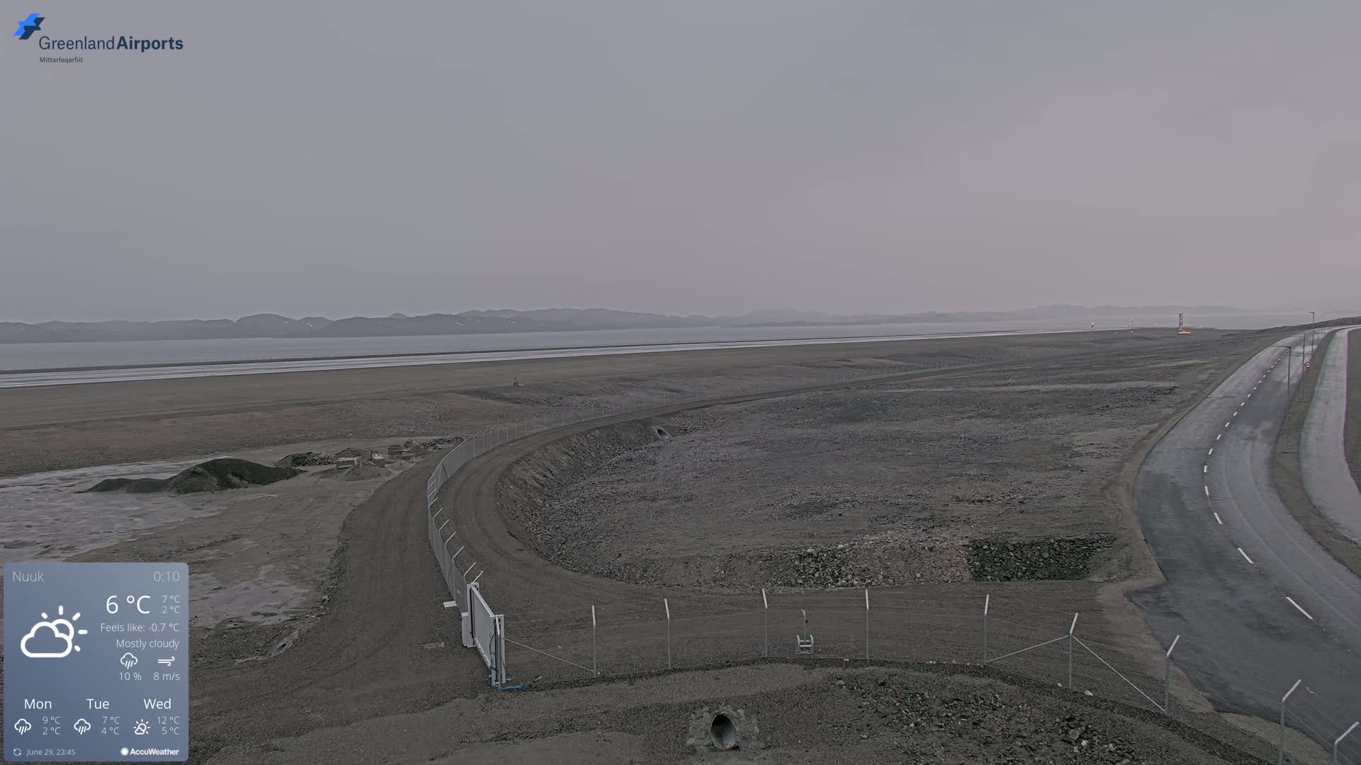 Nuuk Airport North Towards View Live Cam GOH / BGGH - Nuuk, Sermersooq, Greenland, Denmark