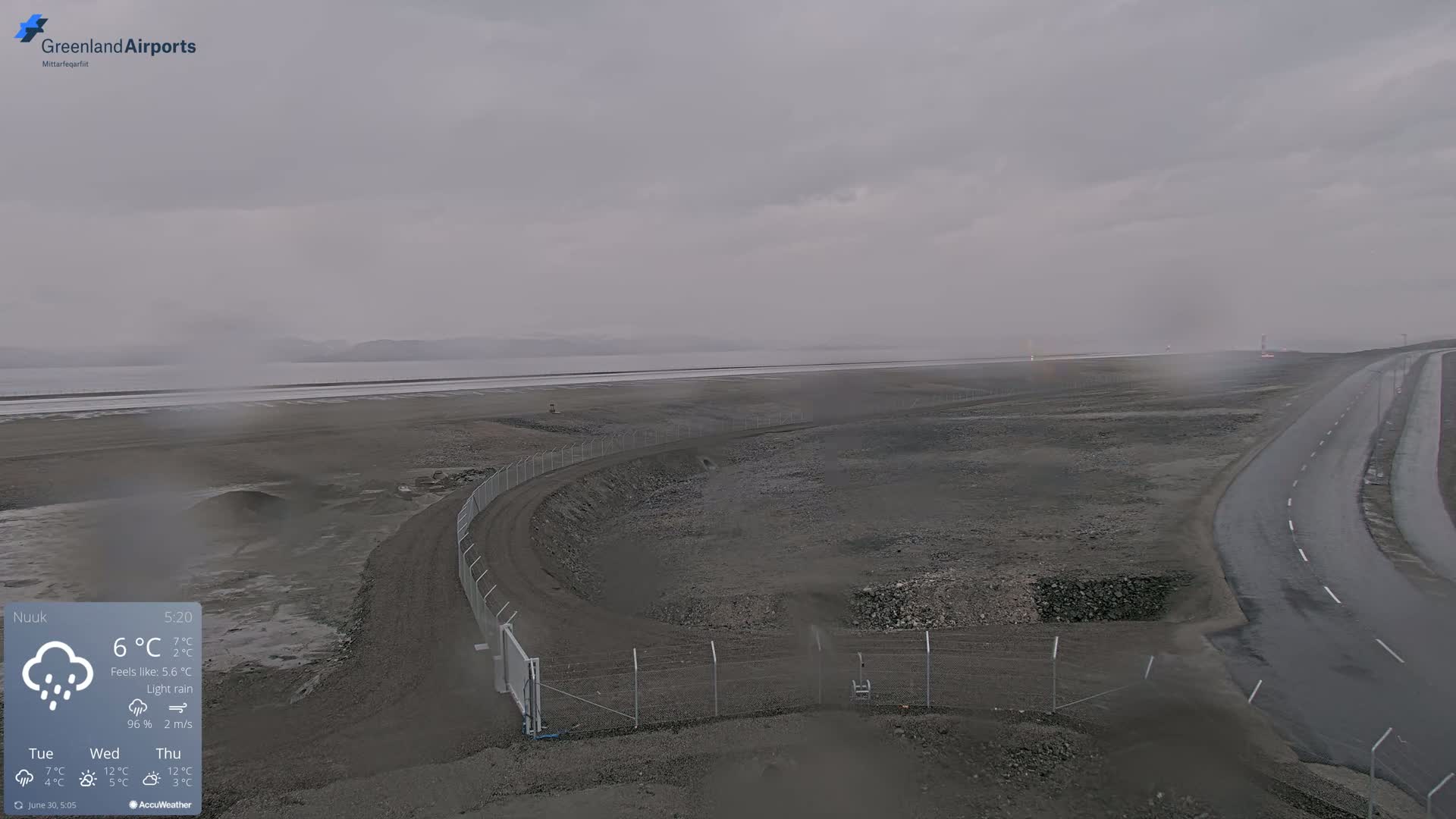 Nuuk Airport North Towards View Live Cam GOH / BGGH - Nuuk, Sermersooq, Greenland, Denmark