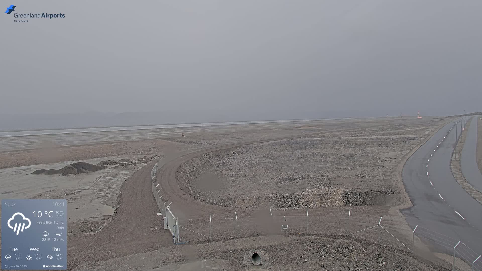 Nuuk Airport North Towards View Live Cam GOH / BGGH - Nuuk, Sermersooq, Greenland, Denmark