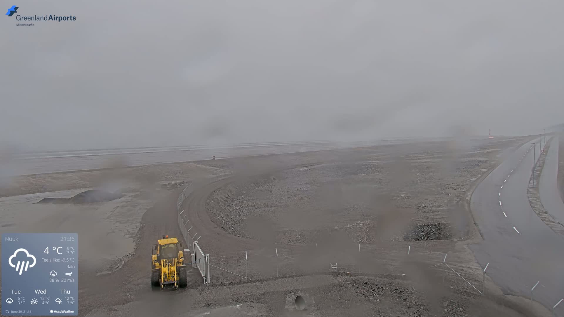 Nuuk Airport North Towards View Live Cam GOH / BGGH - Nuuk, Sermersooq, Greenland, Denmark