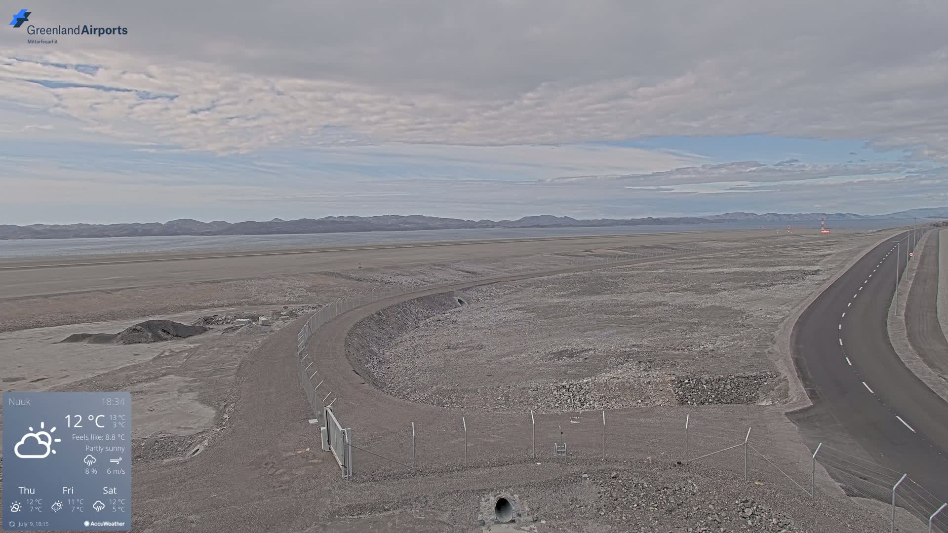 Nuuk Airport North Towards View Live Cam GOH / BGGH - Nuuk, Sermersooq, Greenland, Denmark