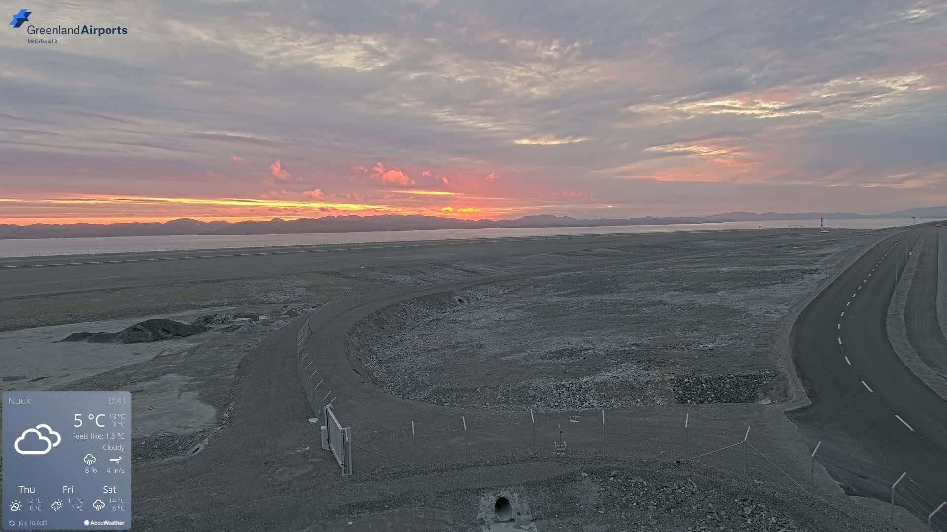Nuuk Airport North Towards View Live Cam GOH / BGGH - Nuuk, Sermersooq, Greenland, Denmark