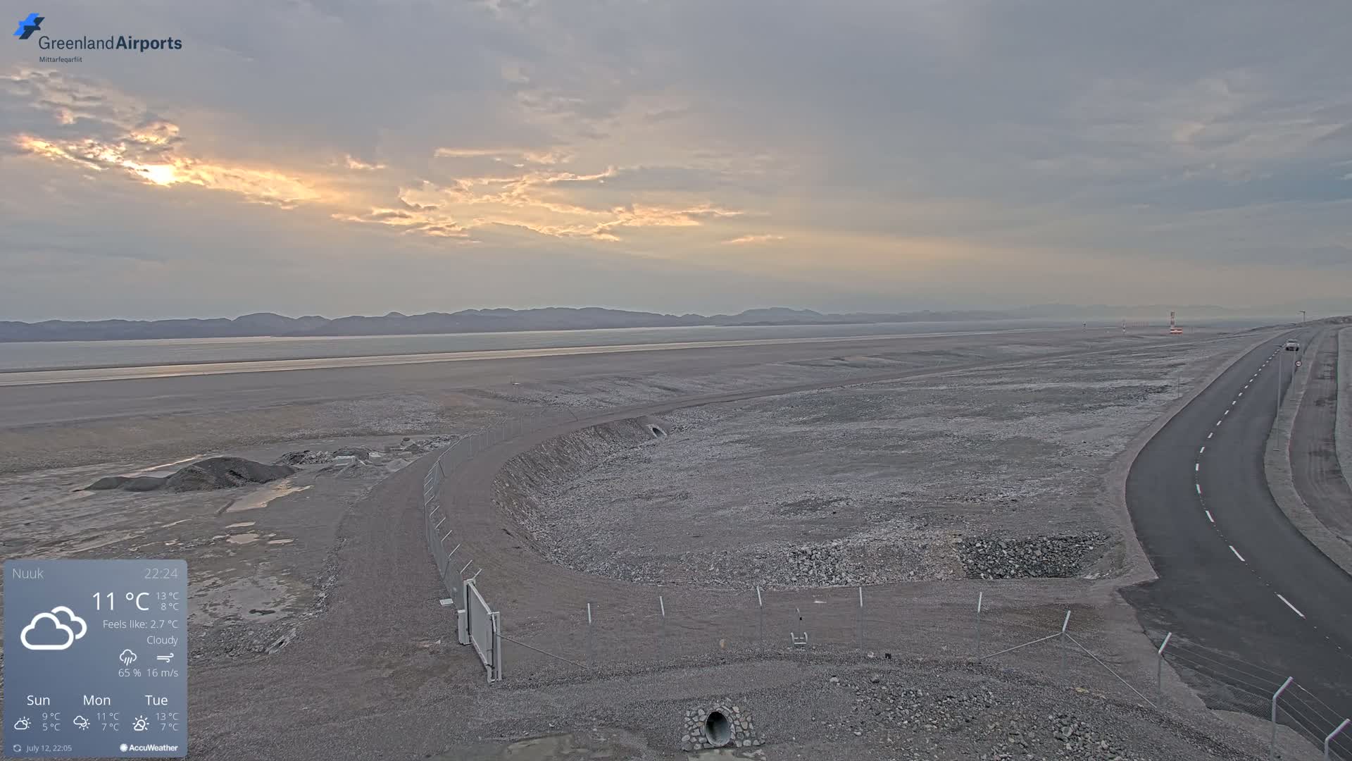 Nuuk Airport North Towards View Live Cam GOH / BGGH - Nuuk, Sermersooq, Greenland, Denmark