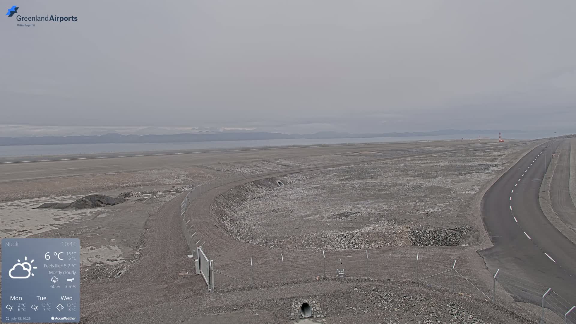 Nuuk Airport North Towards View Live Cam GOH / BGGH - Nuuk, Sermersooq, Greenland, Denmark