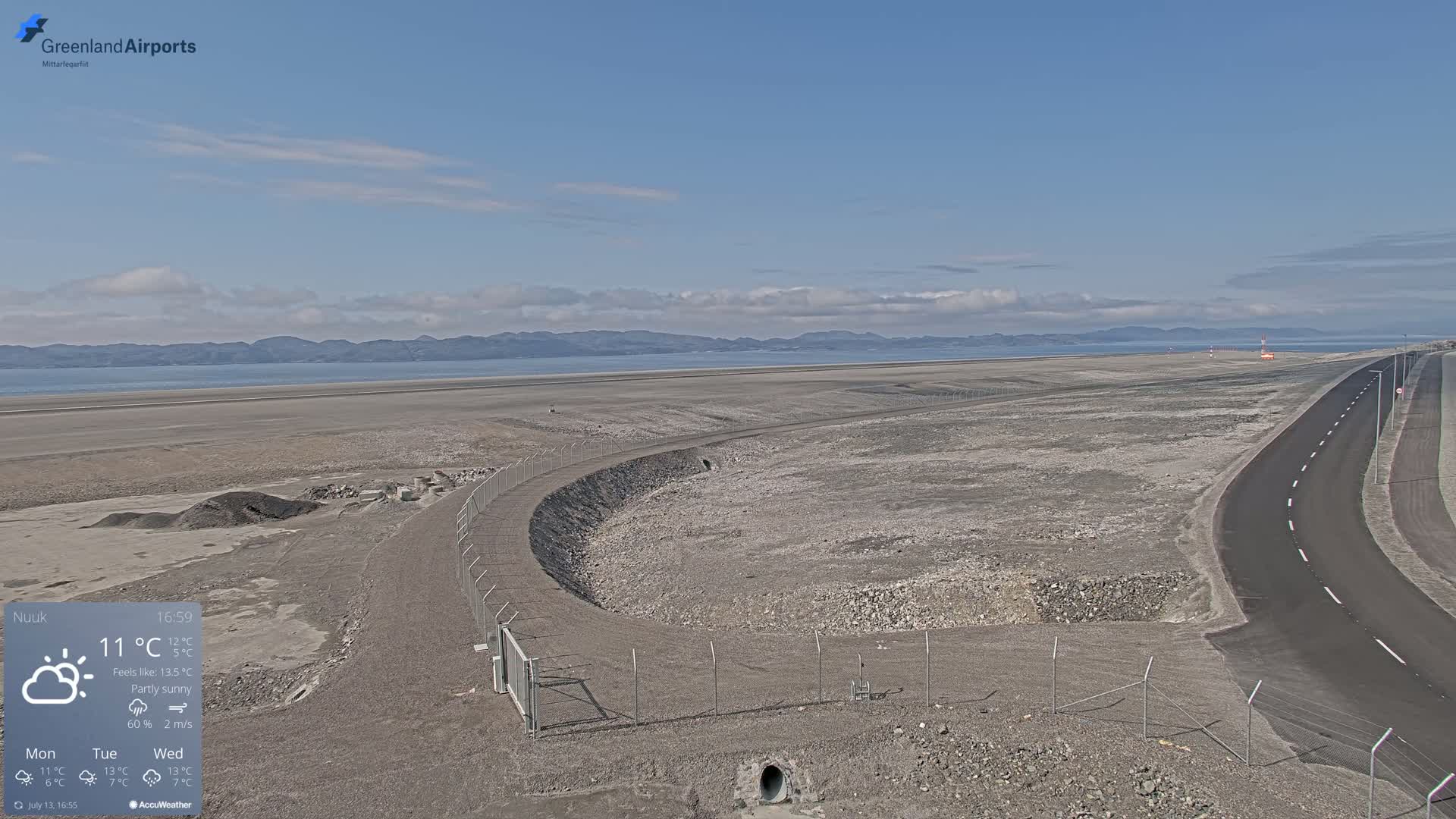 Nuuk Airport North Towards View Live Cam GOH / BGGH - Nuuk, Sermersooq, Greenland, Denmark