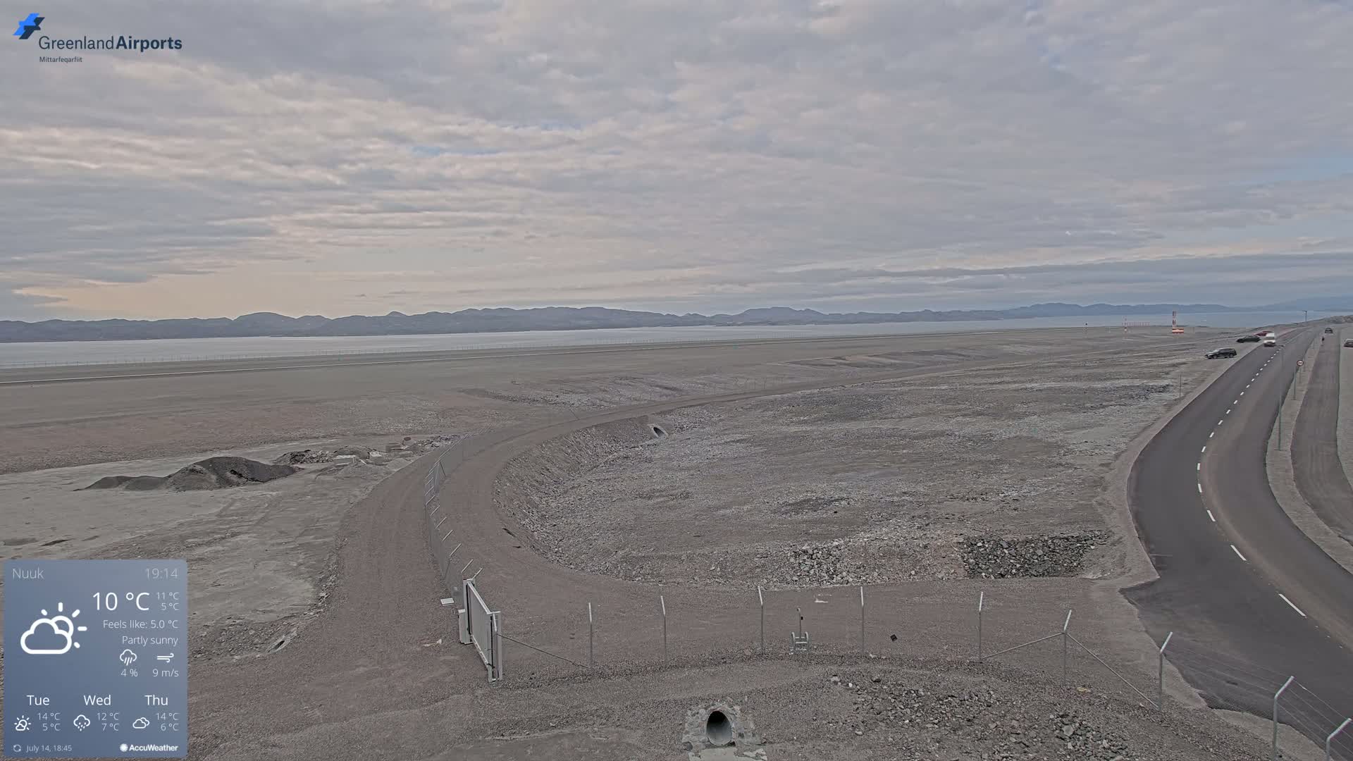 Nuuk Airport North Towards View Live Cam GOH / BGGH - Nuuk, Sermersooq, Greenland, Denmark