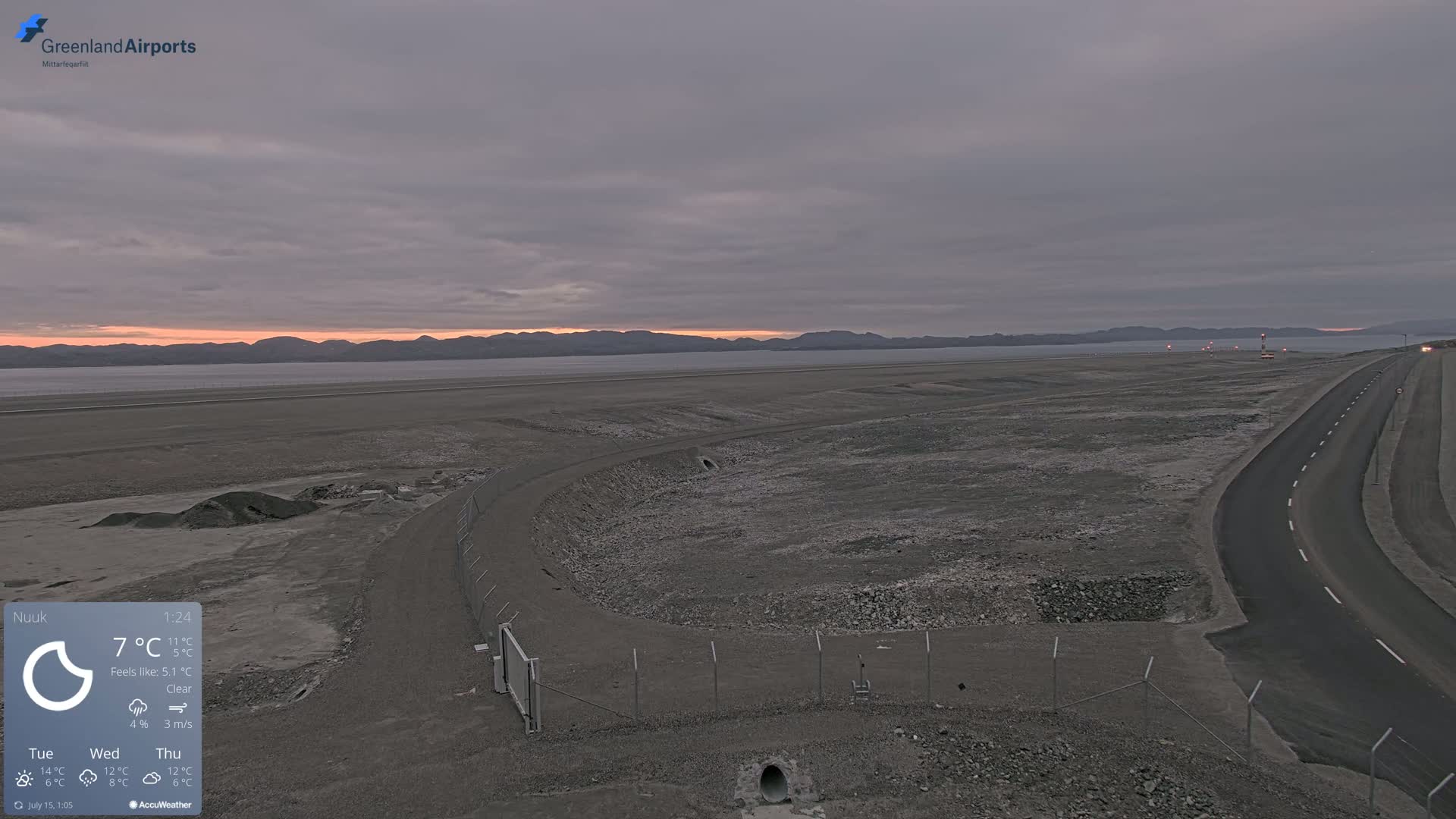 Nuuk Airport North Towards View Live Cam GOH / BGGH - Nuuk, Sermersooq, Greenland, Denmark
