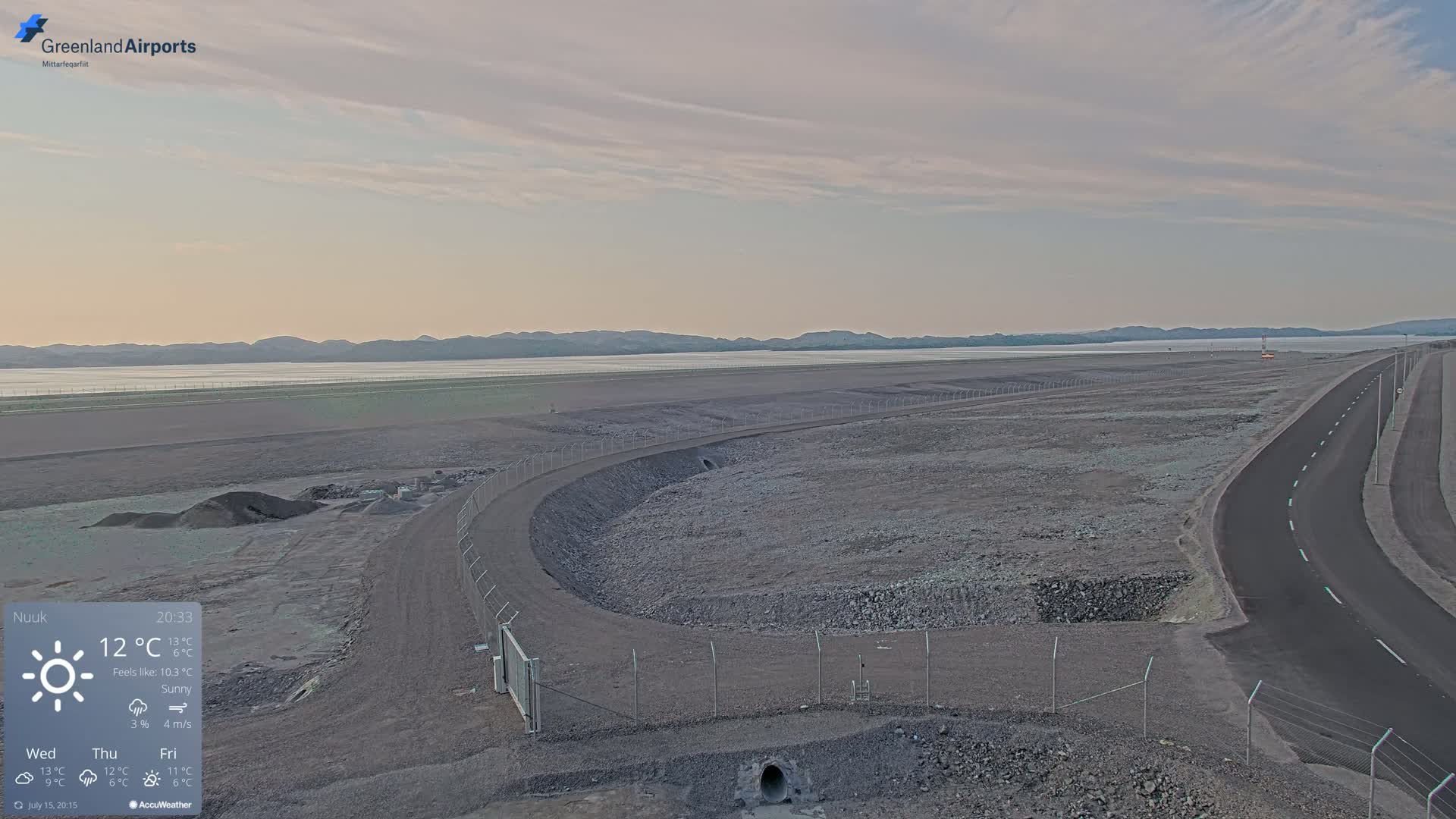 Nuuk Airport North Towards View Live Cam GOH / BGGH - Nuuk, Sermersooq, Greenland, Denmark