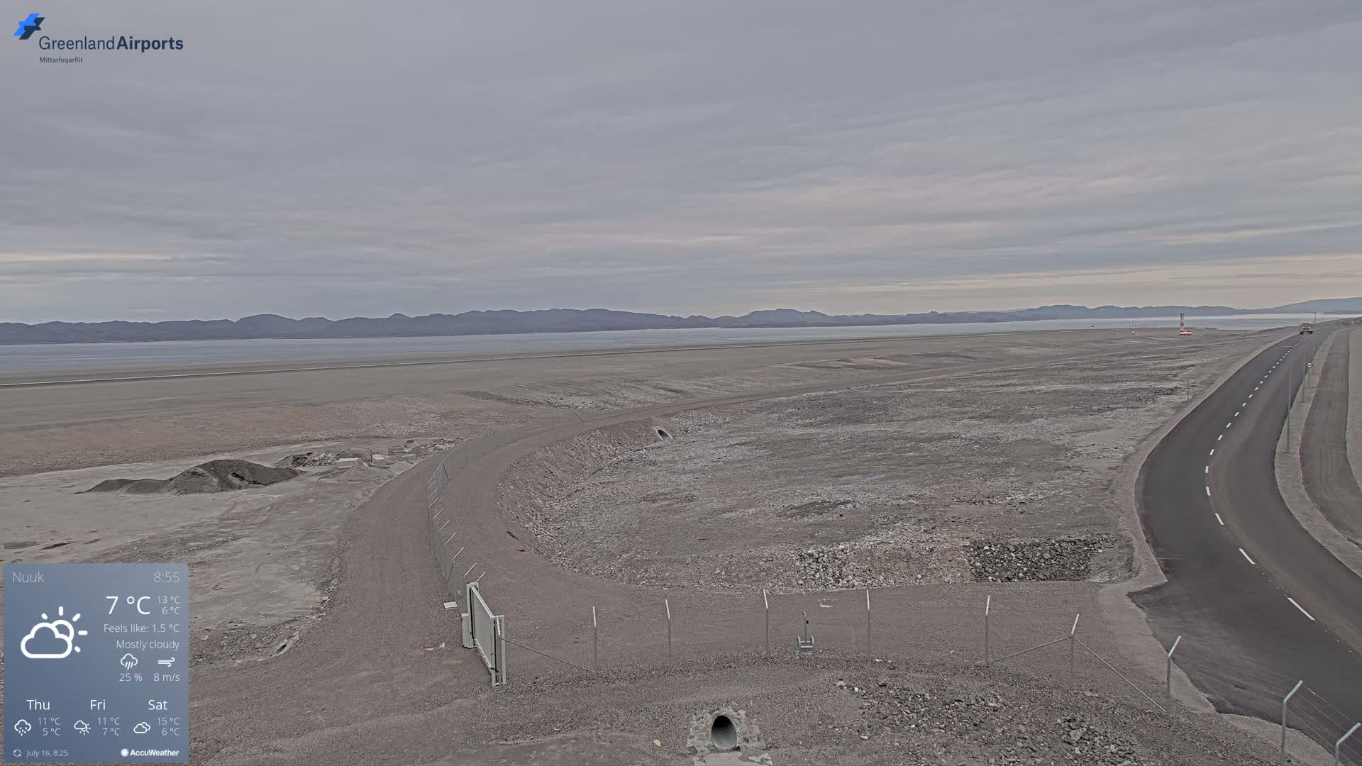 Nuuk Airport North Towards View Live Cam GOH / BGGH - Nuuk, Sermersooq, Greenland, Denmark