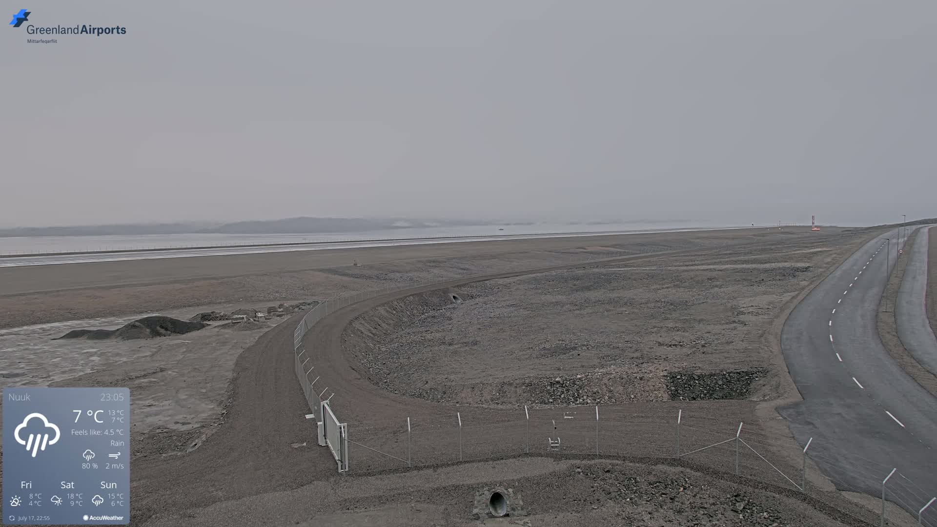 Nuuk Airport North Towards View Live Cam GOH / BGGH - Nuuk, Sermersooq, Greenland, Denmark