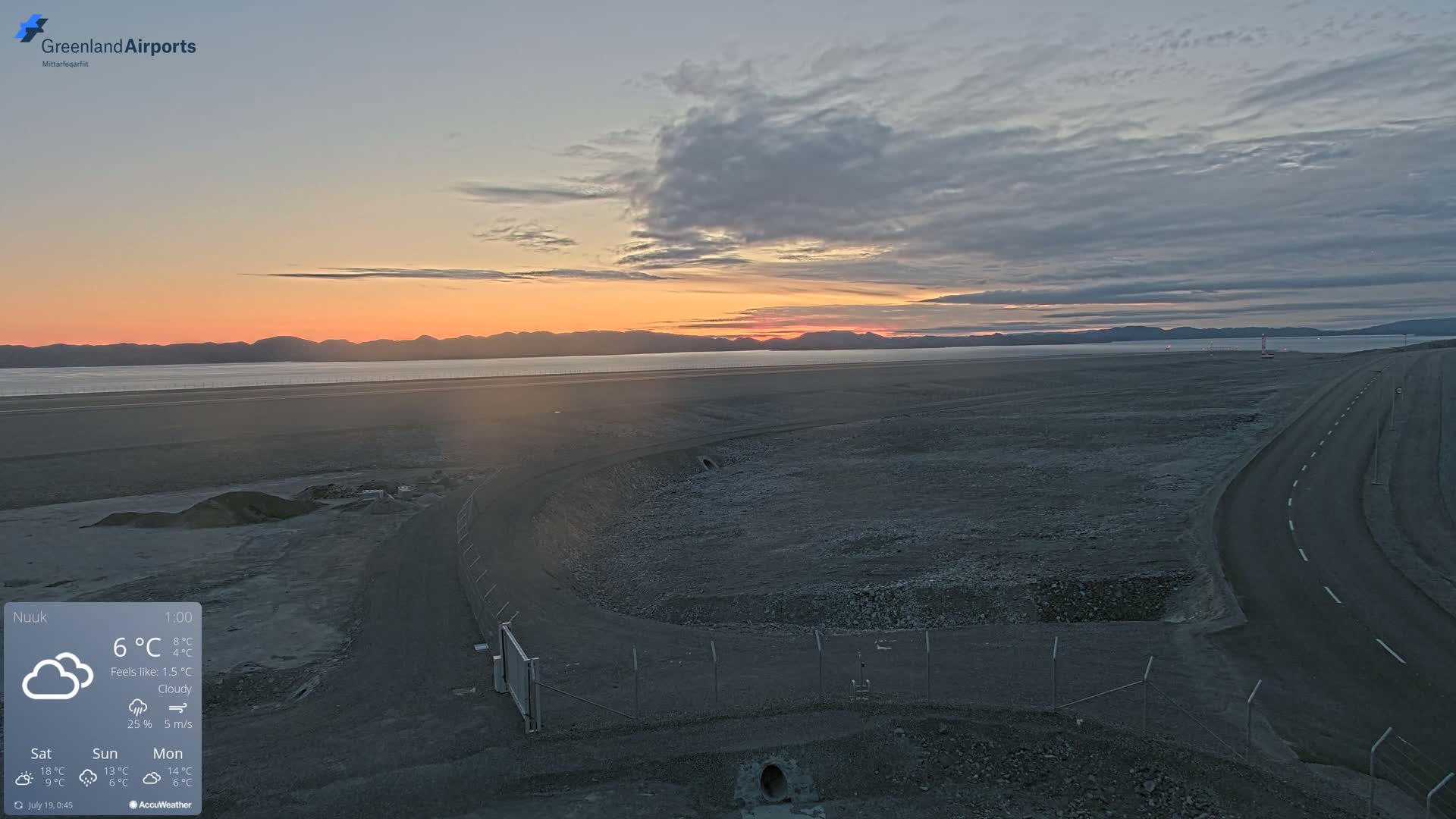 Nuuk Airport North Towards View Live Cam GOH / BGGH - Nuuk, Sermersooq, Greenland, Denmark