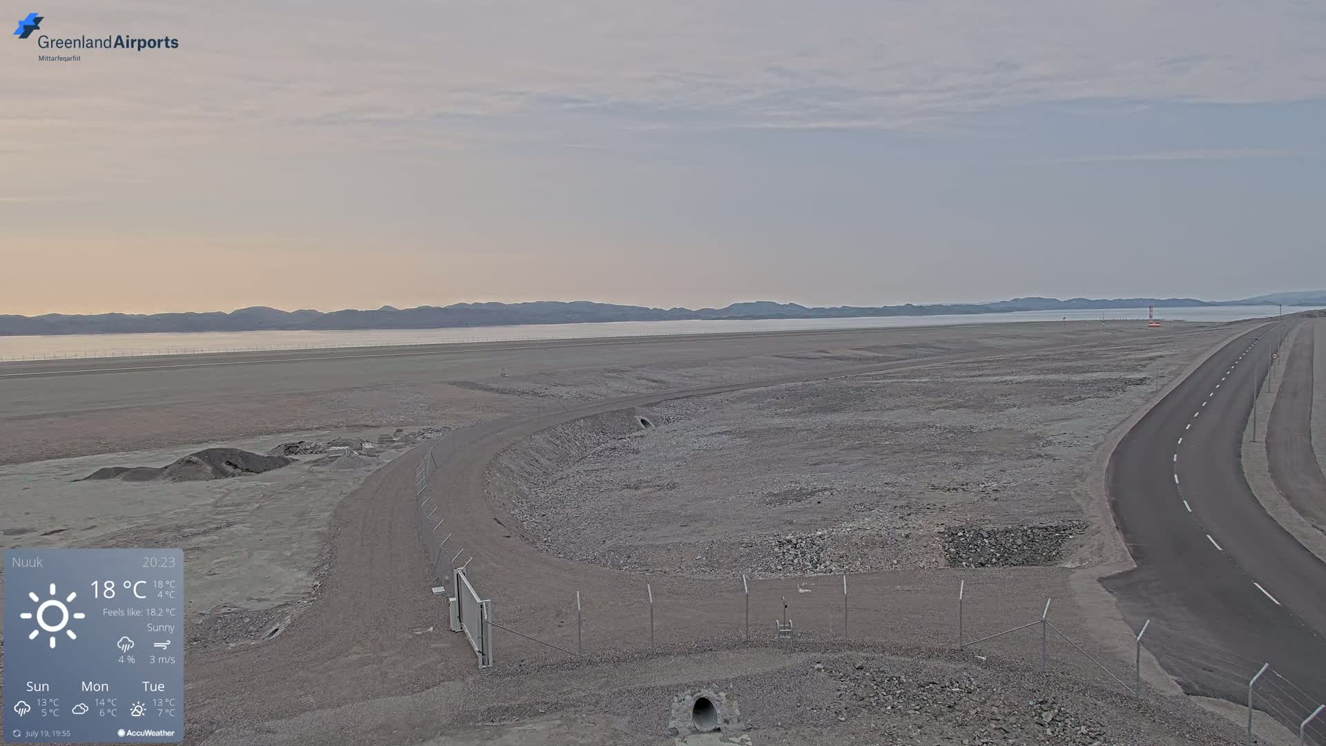 Nuuk Airport North Towards View Live Cam GOH / BGGH - Nuuk, Sermersooq, Greenland, Denmark