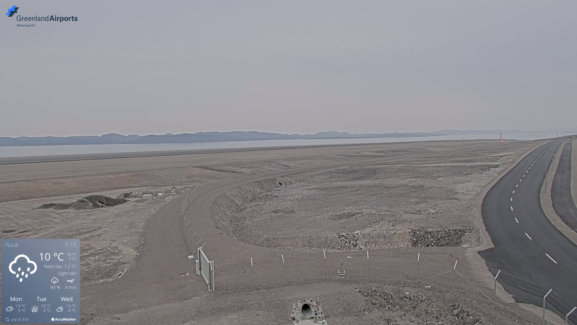 Nuuk Airport North Towards View Live Cam GOH / BGGH - Nuuk, Sermersooq, Greenland, Denmark