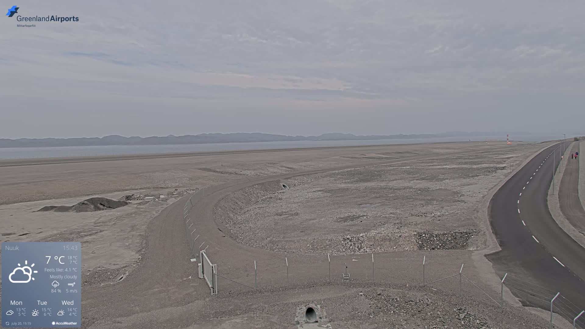 Nuuk Airport North Towards View Live Cam GOH / BGGH - Nuuk, Sermersooq, Greenland, Denmark
