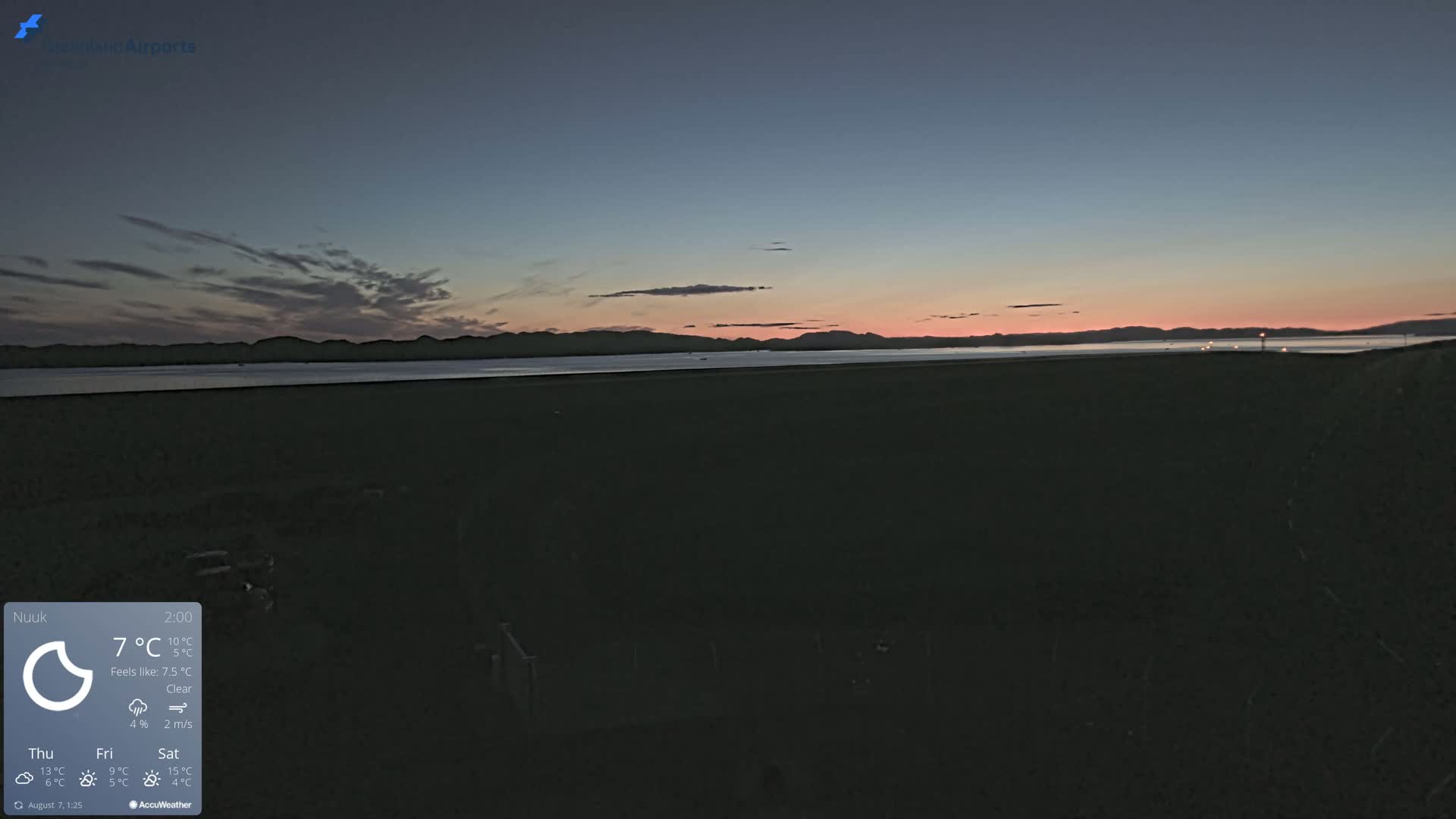 Nuuk Airport North Towards View Live Cam GOH / BGGH - Nuuk, Sermersooq, Greenland, Denmark