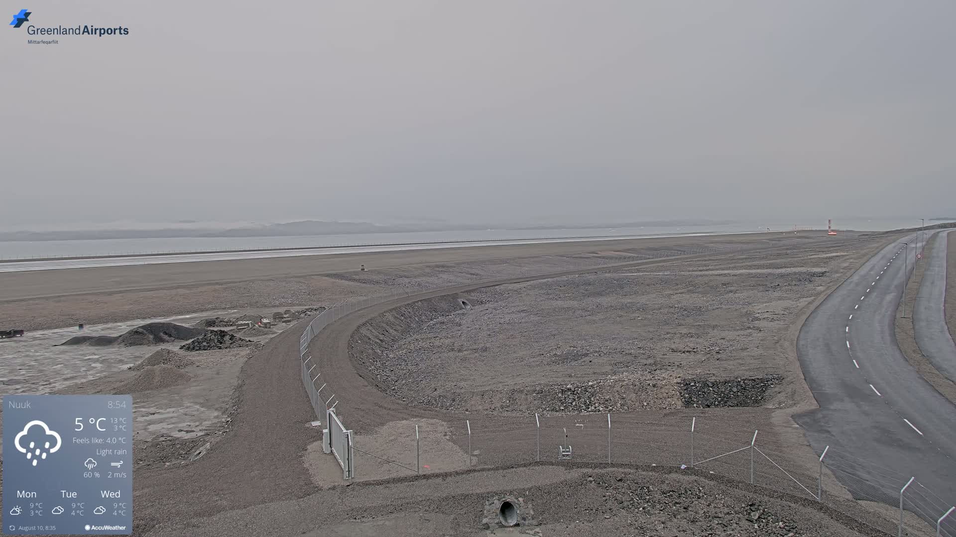 Nuuk Airport North Towards View Live Cam GOH / BGGH - Nuuk, Sermersooq, Greenland, Denmark