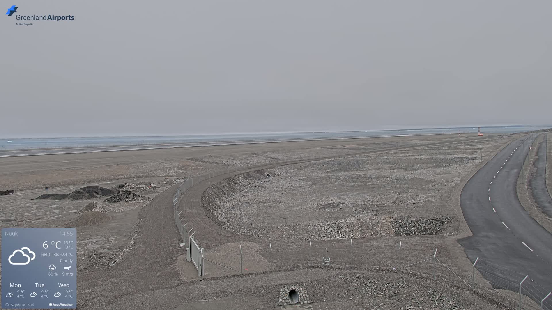 Nuuk Airport North Towards View Live Cam GOH / BGGH - Nuuk, Sermersooq, Greenland, Denmark