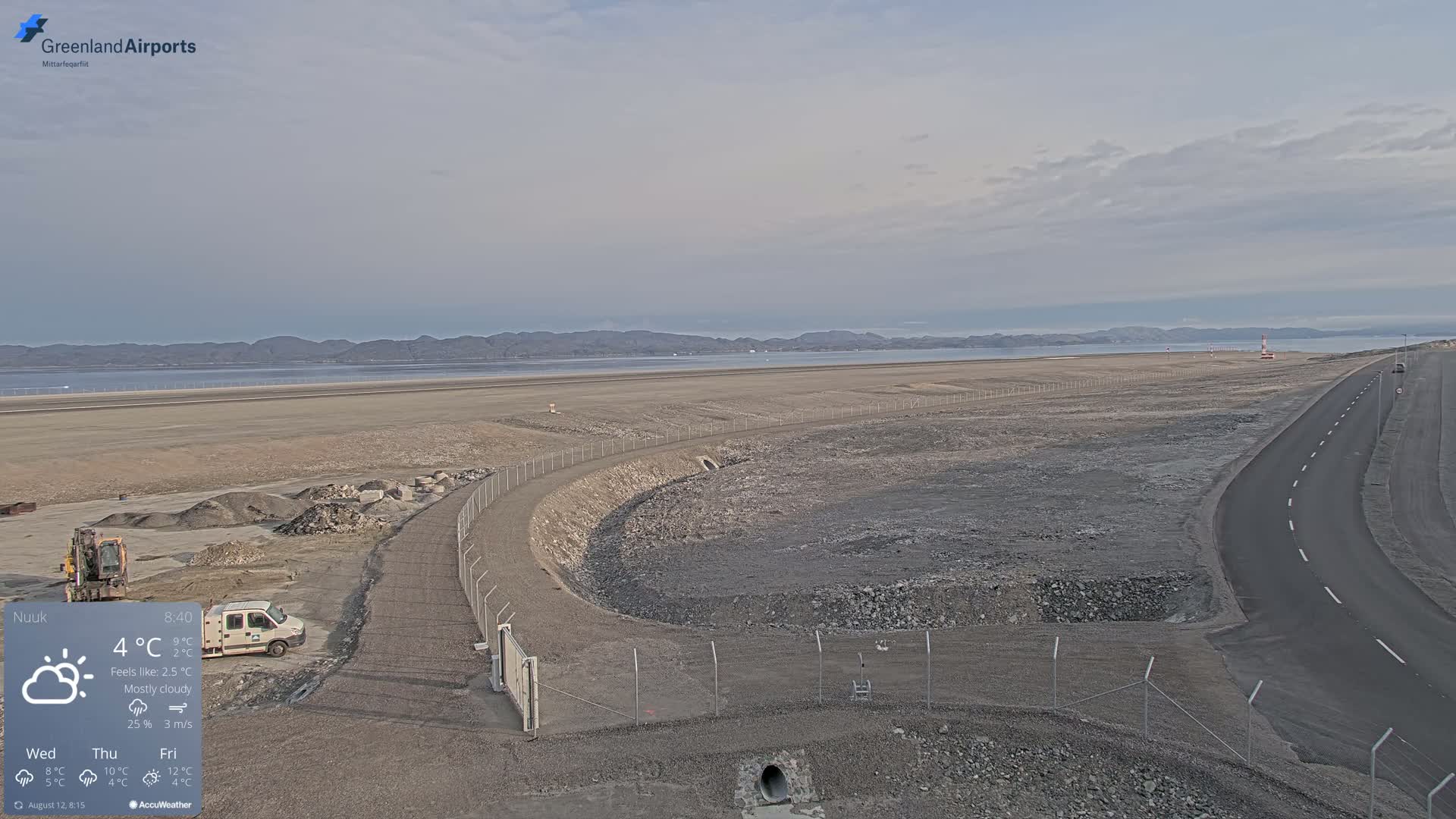 Nuuk Airport North Towards View Live Cam GOH / BGGH - Nuuk, Sermersooq, Greenland, Denmark