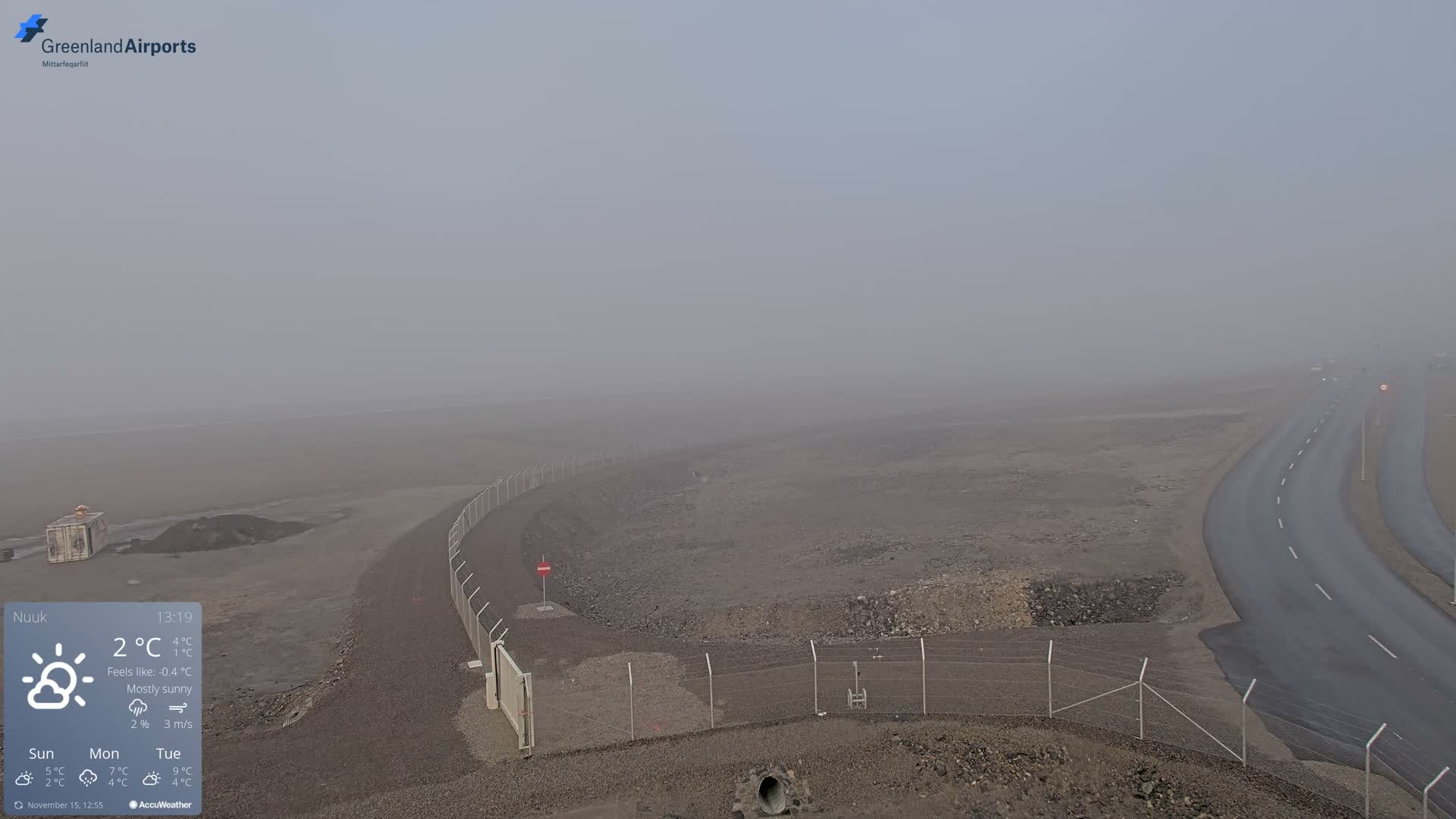 Nuuk Airport North Towards View Live Cam GOH / BGGH - Nuuk, Sermersooq, Greenland, Denmark