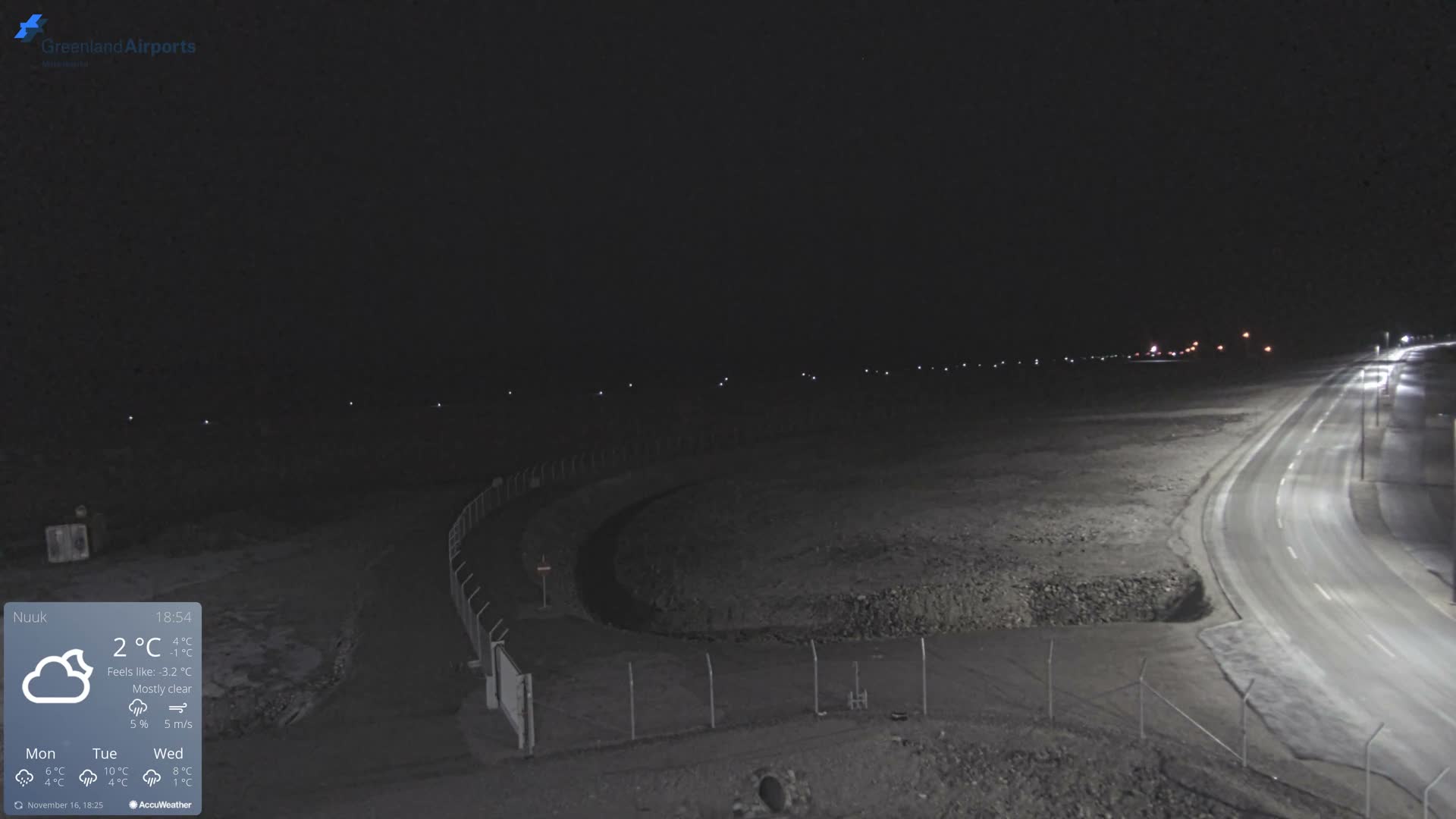 Nuuk Airport North Towards View Live Cam GOH / BGGH - Nuuk, Sermersooq, Greenland, Denmark