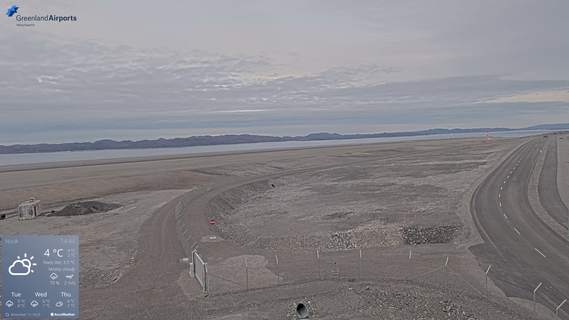 Nuuk Airport North Towards View Live Cam GOH / BGGH - Nuuk, Sermersooq, Greenland, Denmark