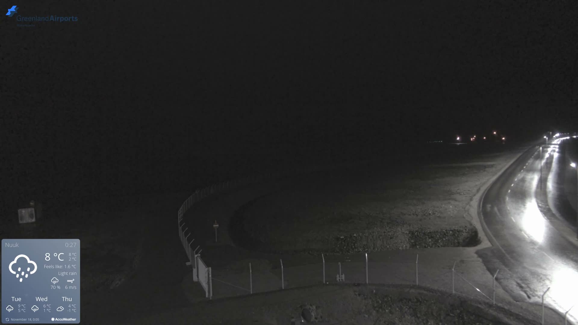 Nuuk Airport North Towards View Live Cam GOH / BGGH - Nuuk, Sermersooq, Greenland, Denmark