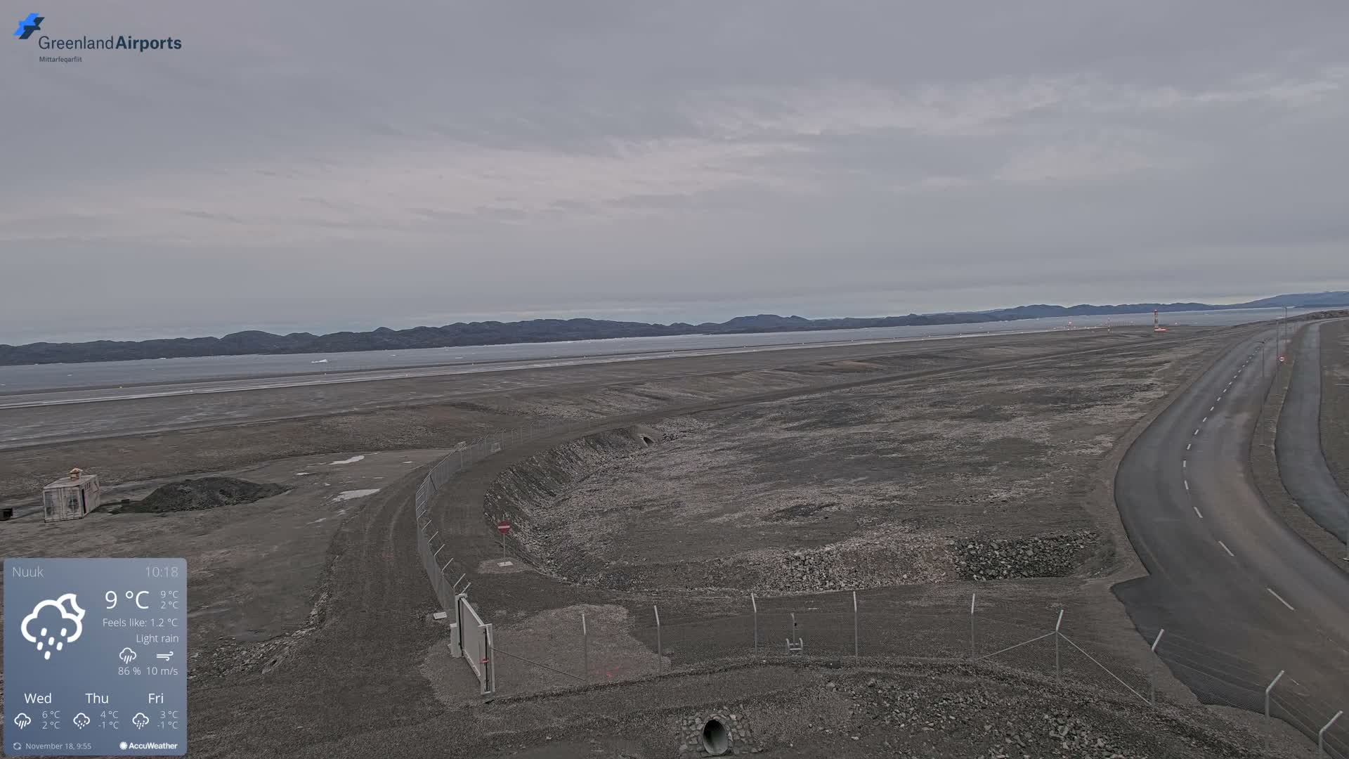 Nuuk Airport North Towards View Live Cam GOH / BGGH - Nuuk, Sermersooq, Greenland, Denmark