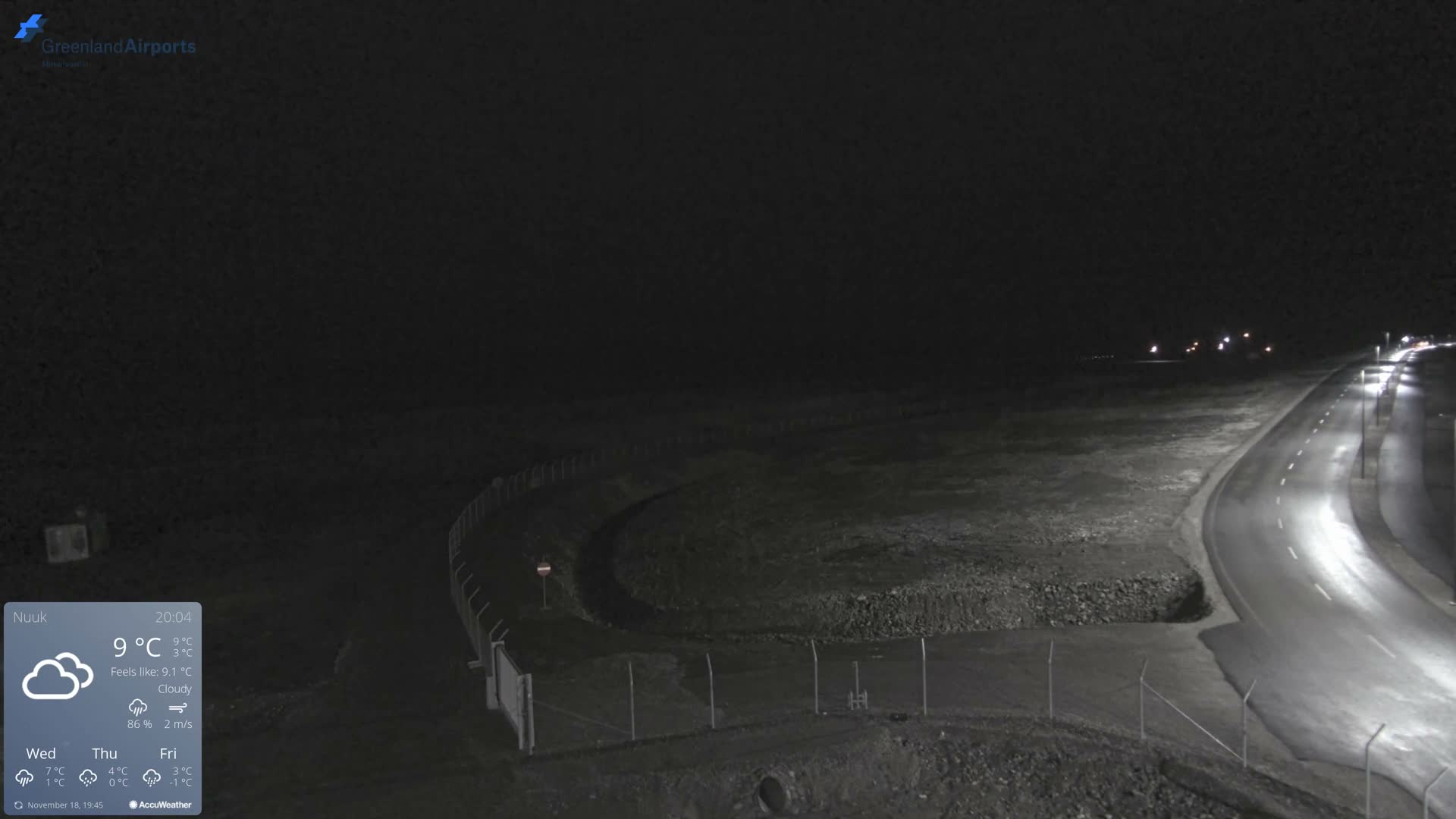 Nuuk Airport North Towards View Live Cam GOH / BGGH - Nuuk, Sermersooq, Greenland, Denmark