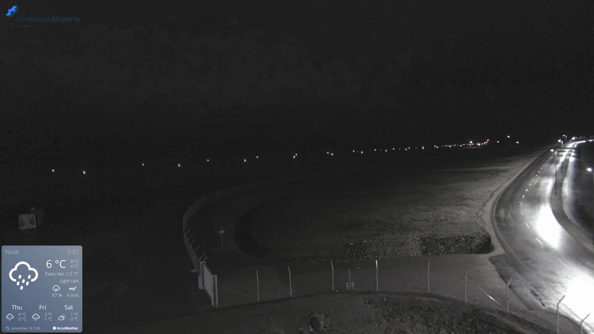 Nuuk Airport North Towards View Live Cam GOH / BGGH - Nuuk, Sermersooq, Greenland, Denmark