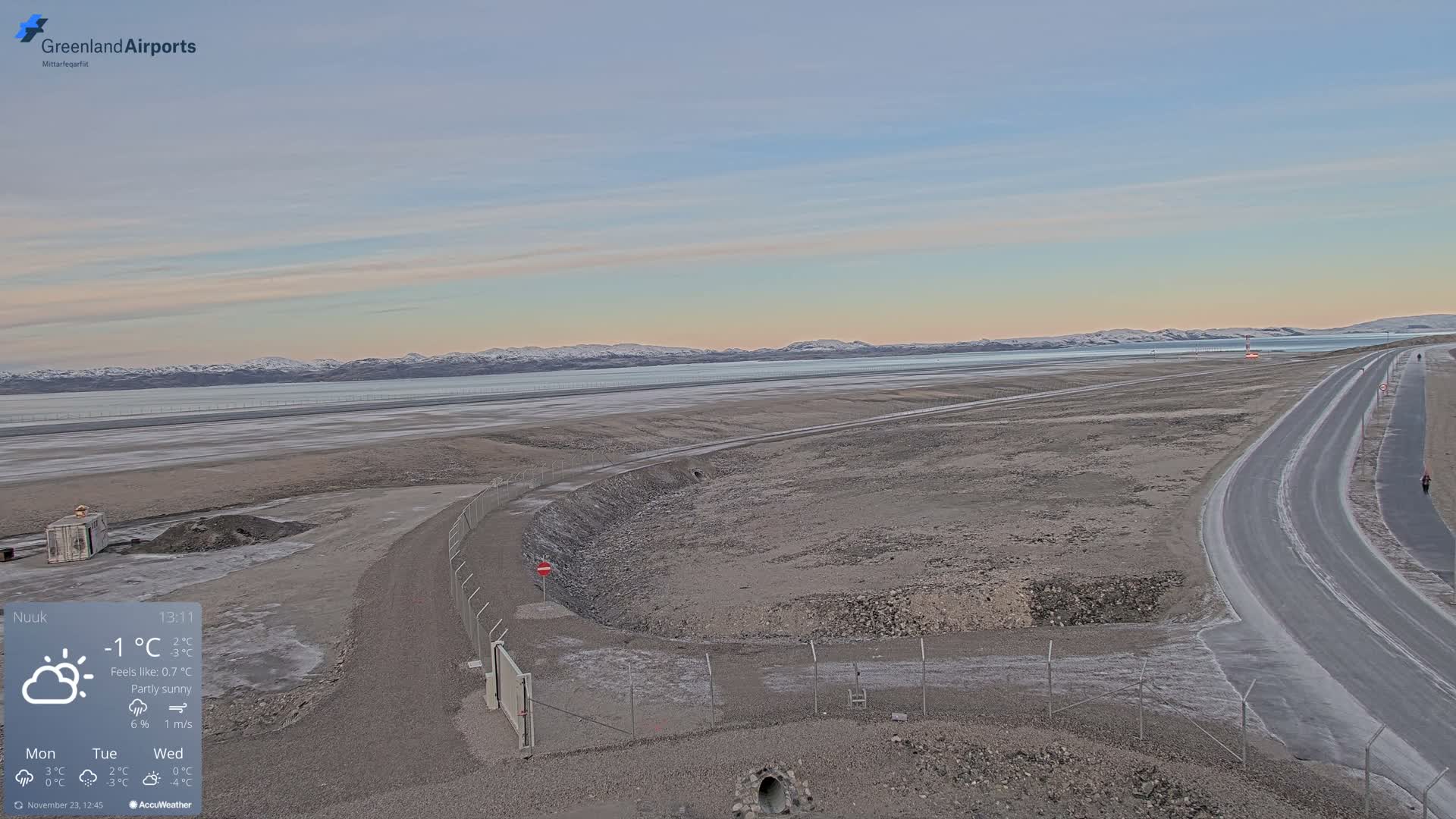 Nuuk Airport North Towards View Live Cam GOH / BGGH - Nuuk, Sermersooq, Greenland, Denmark