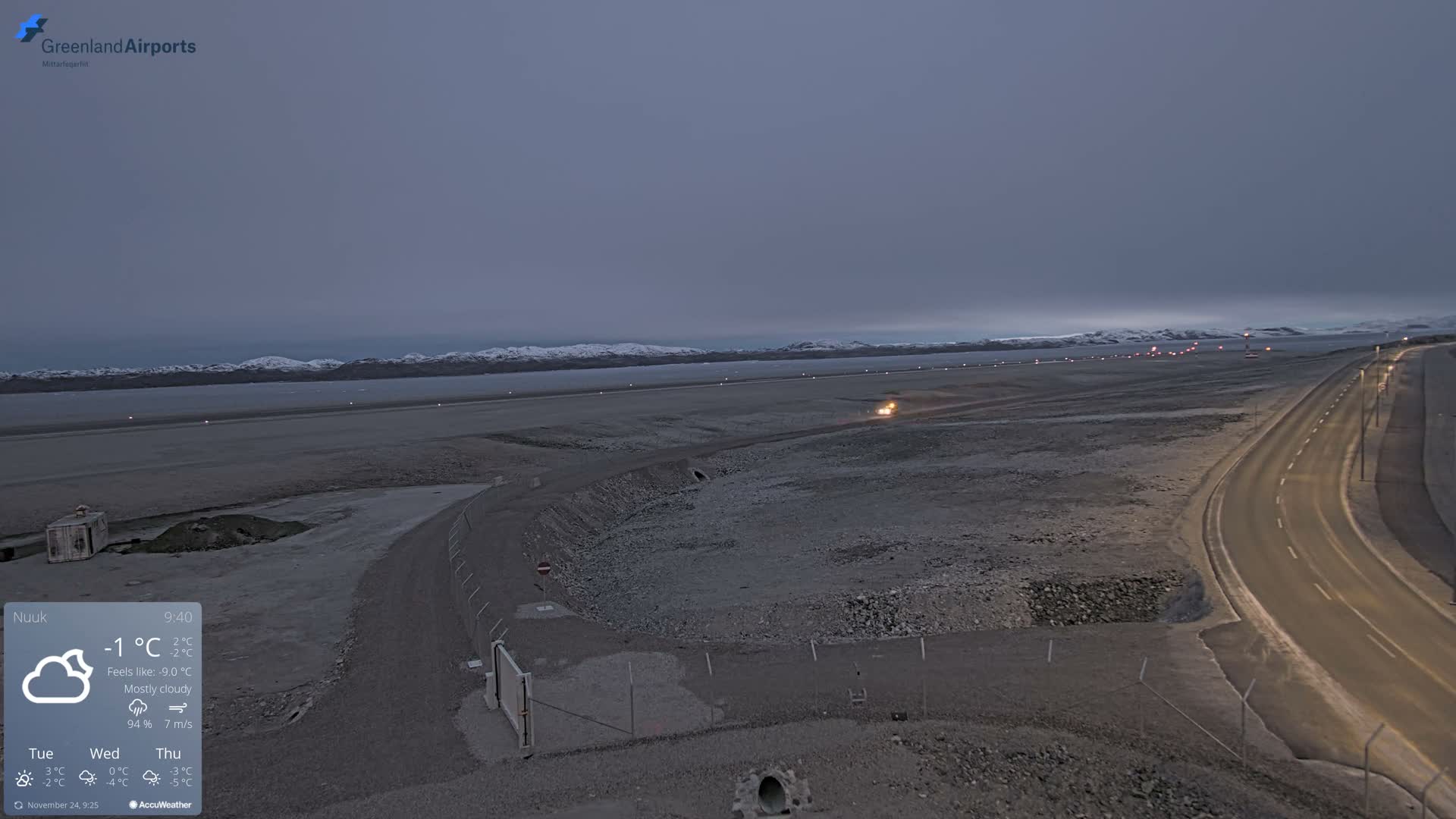 Nuuk Airport North Towards View Live Cam GOH / BGGH - Nuuk, Sermersooq, Greenland, Denmark