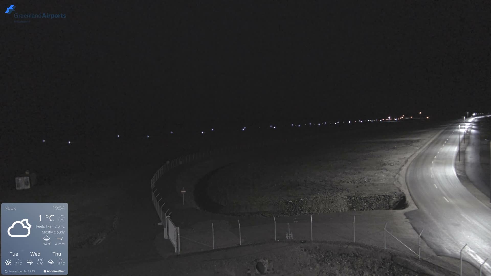 Nuuk Airport North Towards View Live Cam GOH / BGGH - Nuuk, Sermersooq, Greenland, Denmark