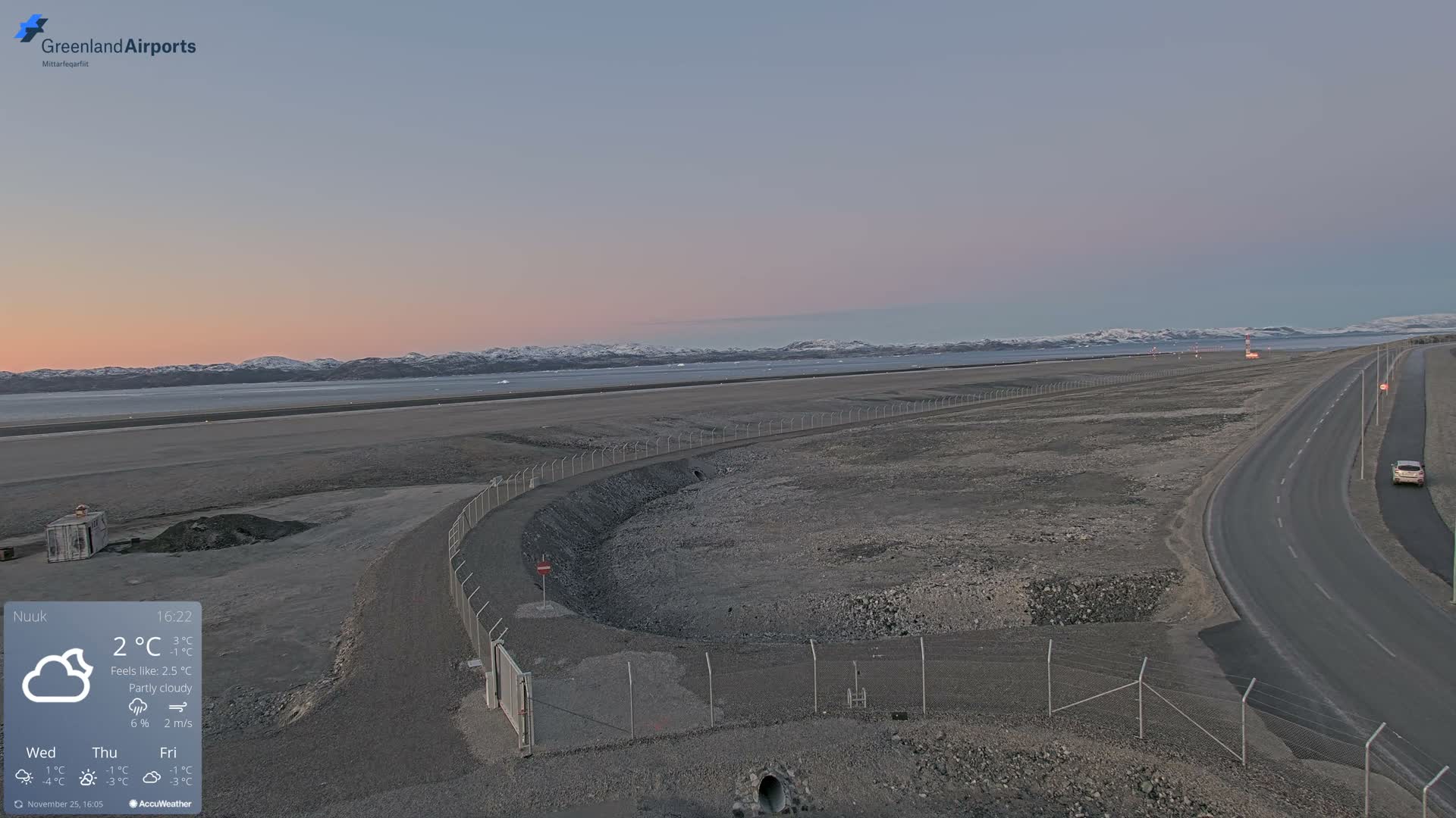 Nuuk Airport North Towards View Live Cam GOH / BGGH - Nuuk, Sermersooq, Greenland, Denmark