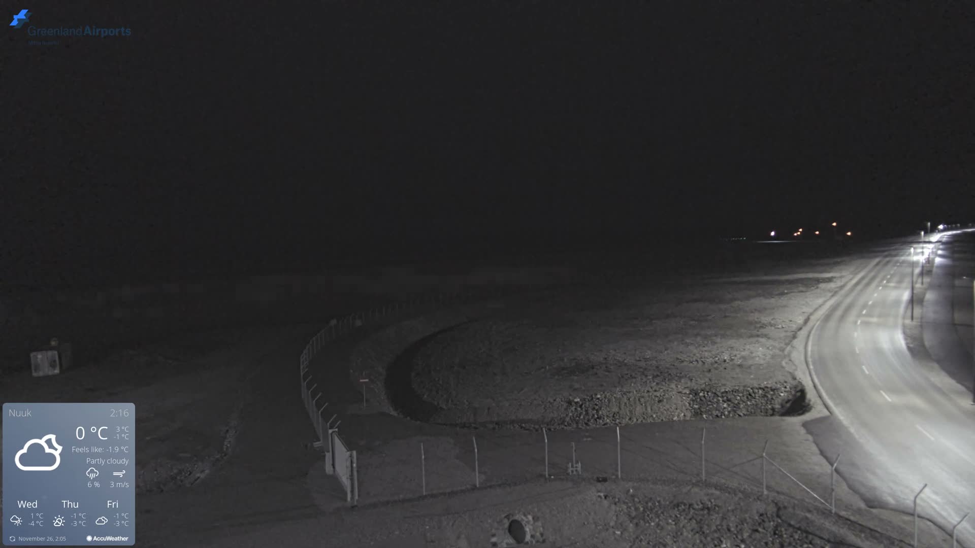 Nuuk Airport North Towards View Live Cam GOH / BGGH - Nuuk, Sermersooq, Greenland, Denmark