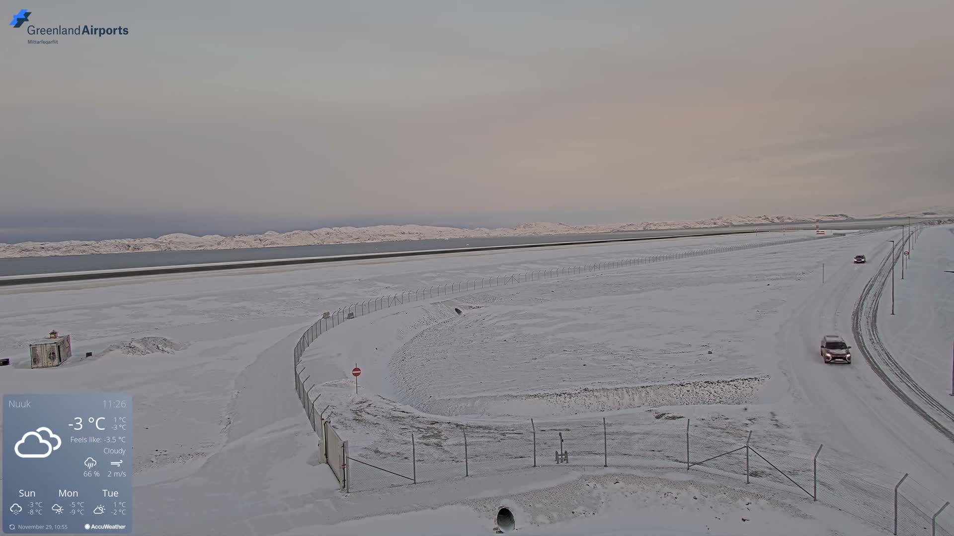 Nuuk Airport North Towards View Live Cam GOH / BGGH - Nuuk, Sermersooq, Greenland, Denmark