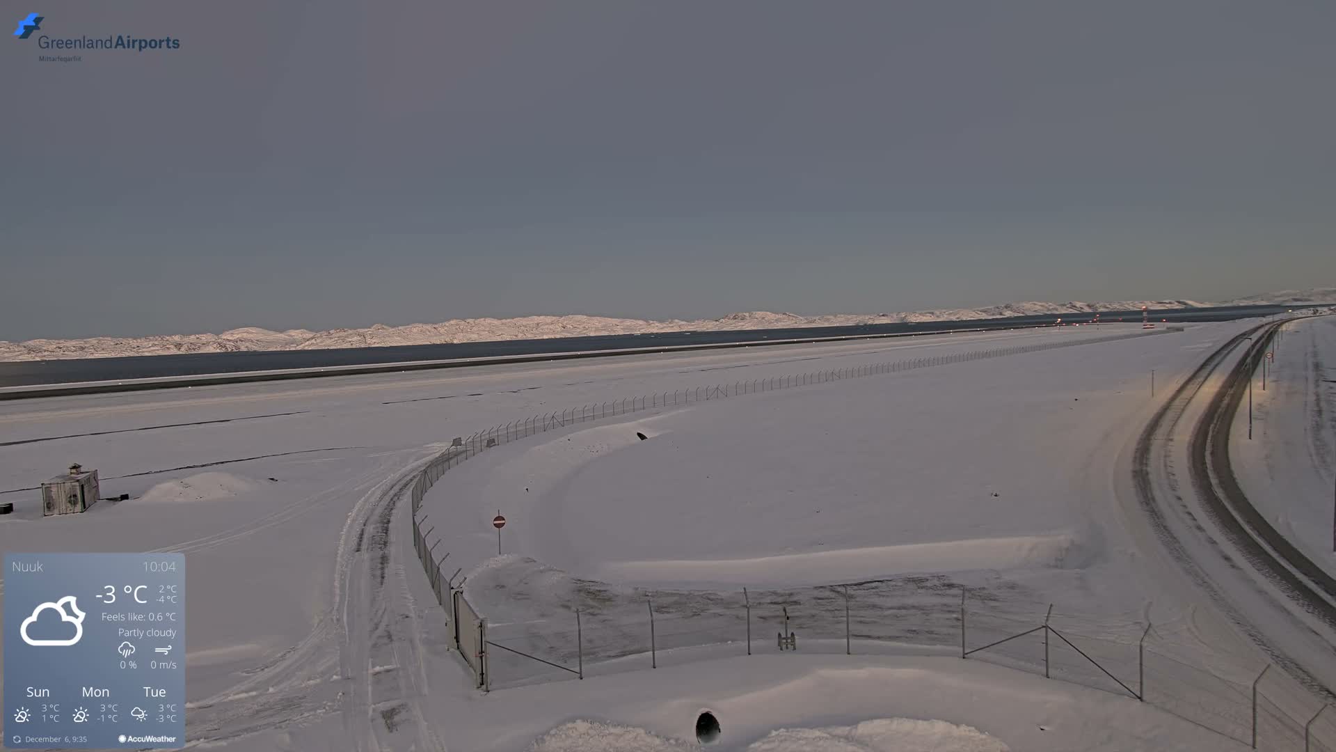 Nuuk Airport North Towards View Live Cam GOH / BGGH - Nuuk, Sermersooq, Greenland, Denmark