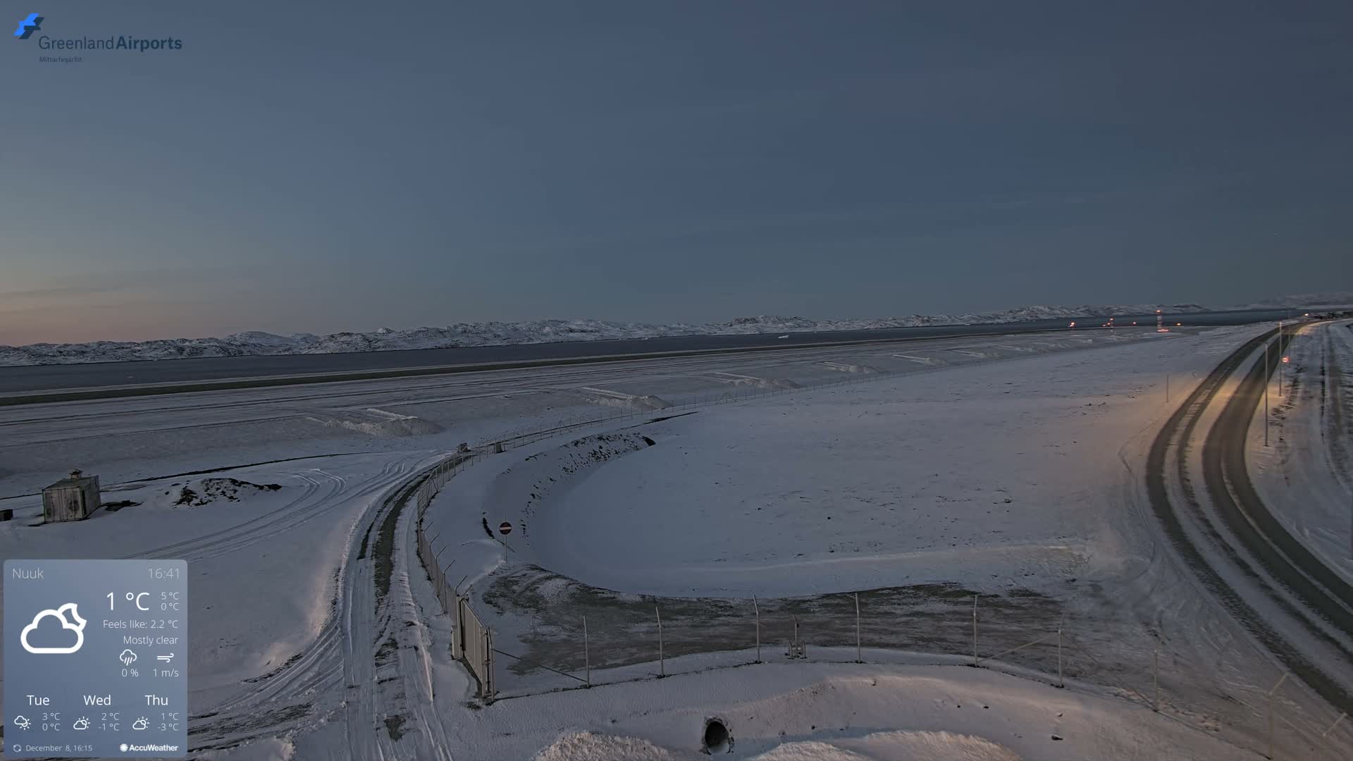 Nuuk Airport North Towards View Live Cam GOH / BGGH - Nuuk, Sermersooq, Greenland, Denmark