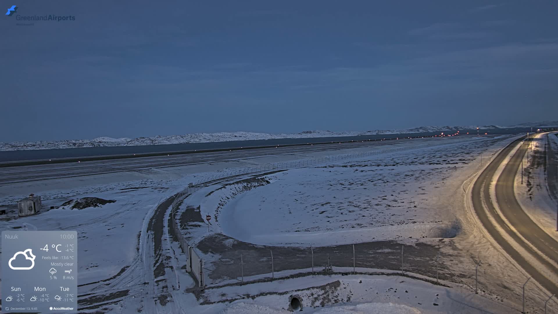 Nuuk Airport North Towards View Live Cam GOH / BGGH - Nuuk, Sermersooq, Greenland, Denmark