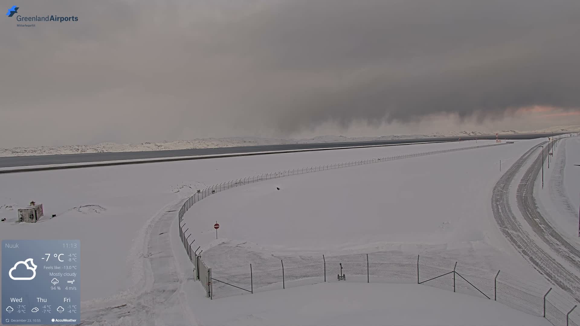 Nuuk Airport North Towards View Live Cam GOH / BGGH - Nuuk, Sermersooq, Greenland, Denmark